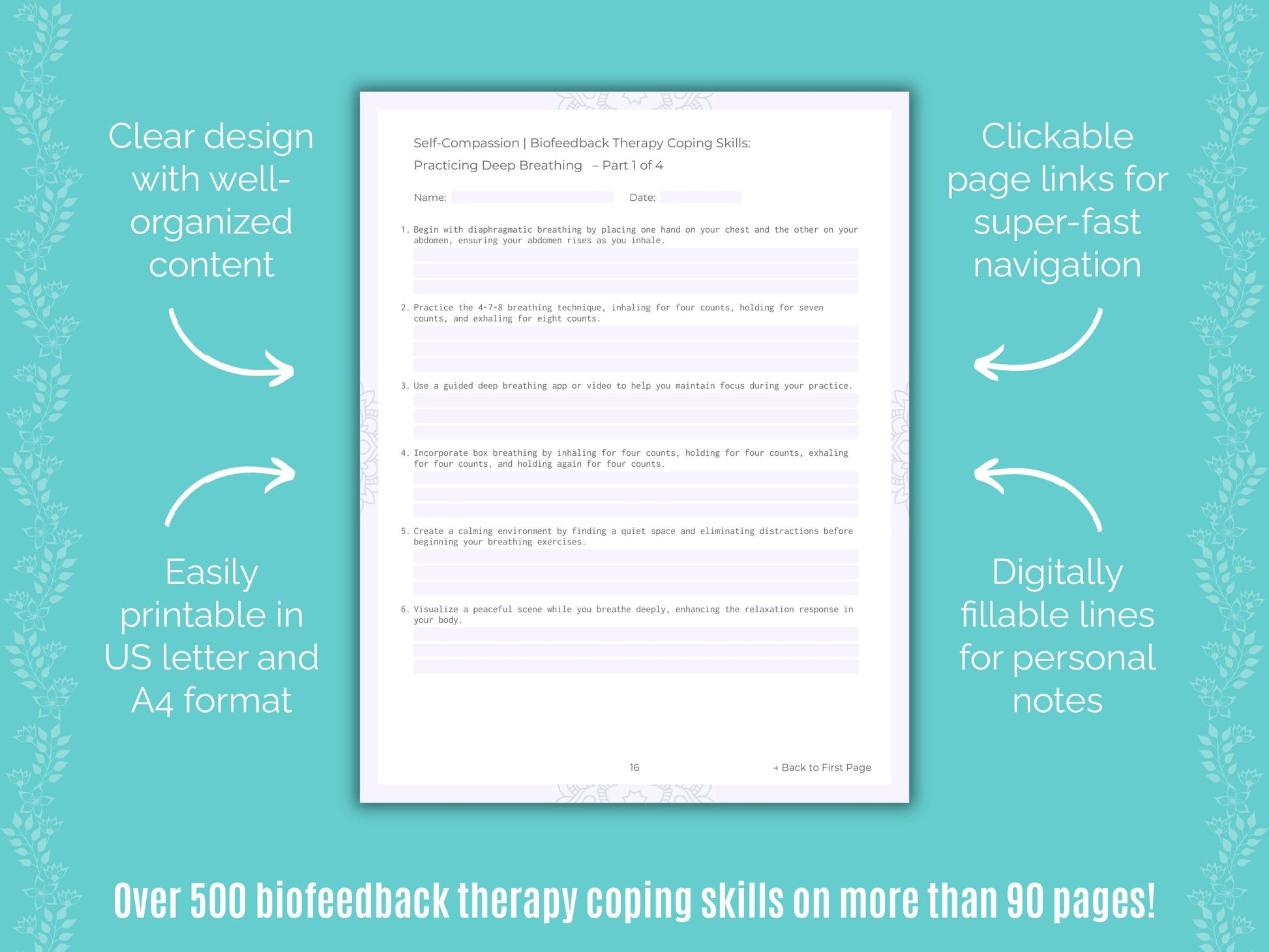 Self-Compassion Biofeedback Therapy Counseling Templates