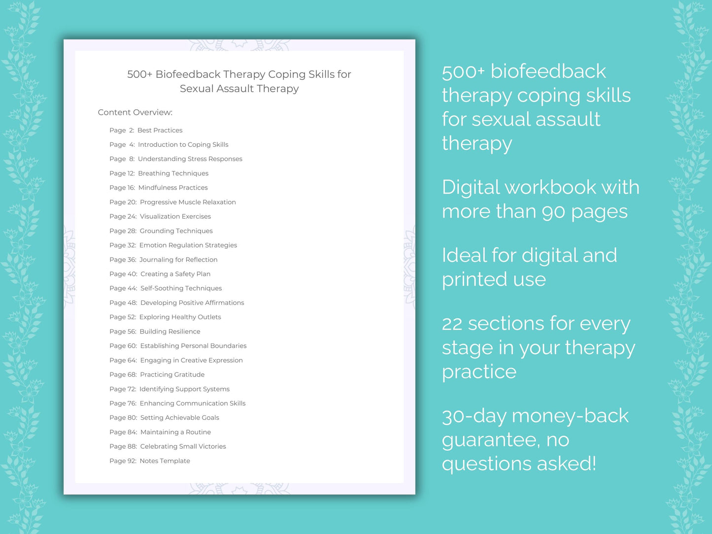 Sexual Assault Biofeedback Therapy Therapist Worksheets