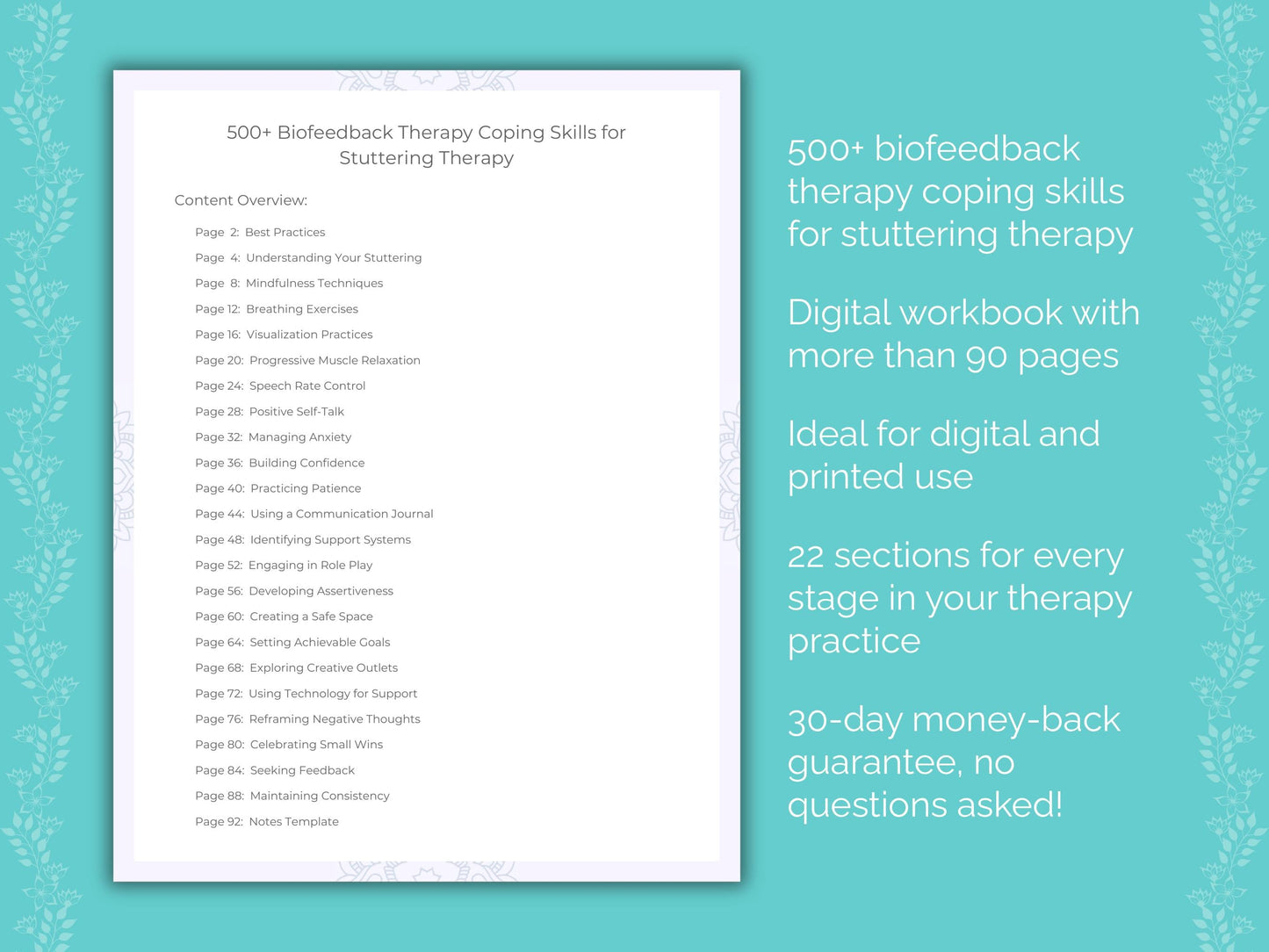 Stuttering Biofeedback Therapy Therapist Worksheets