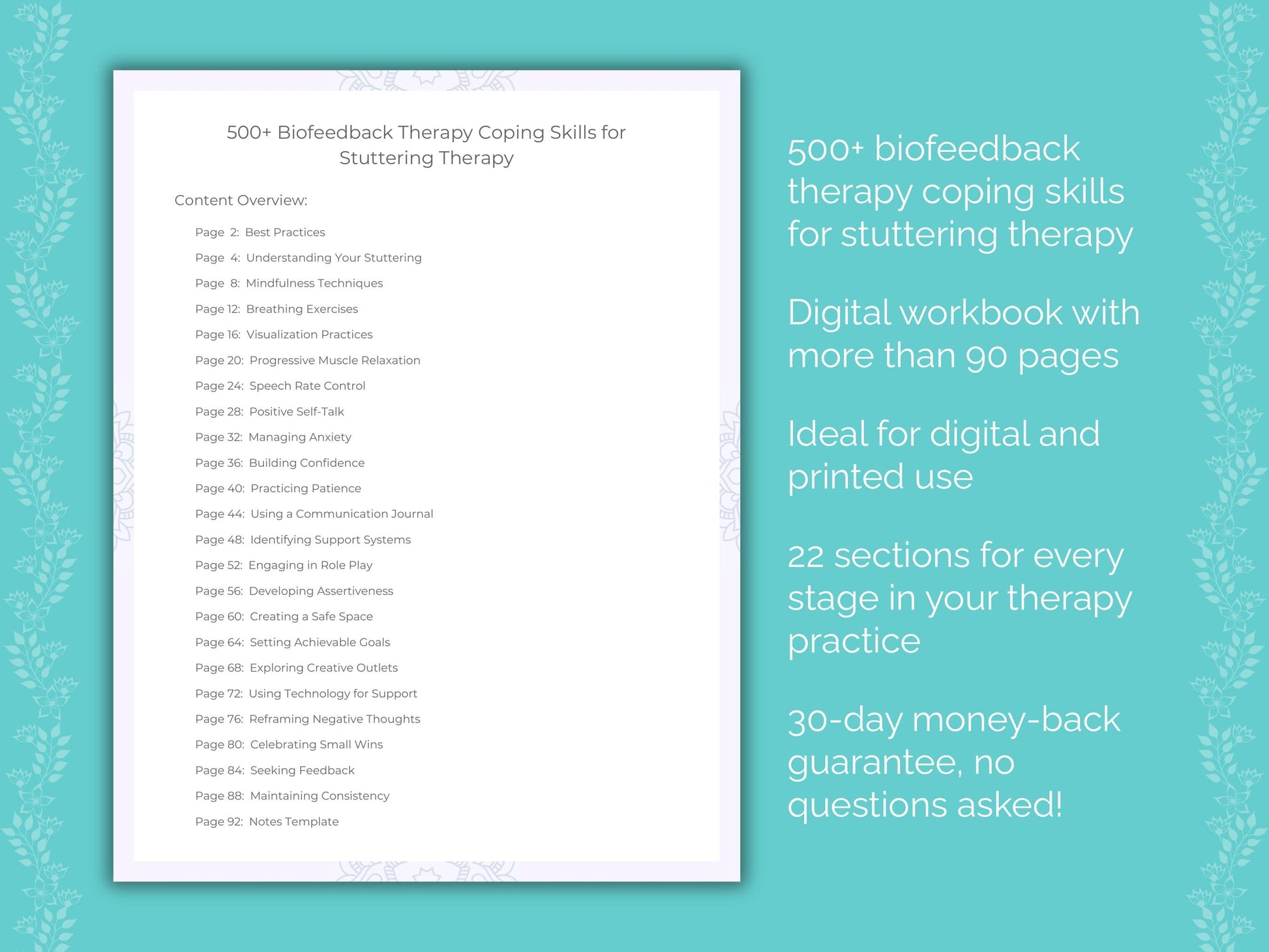 Stuttering Biofeedback Therapy Therapist Worksheets