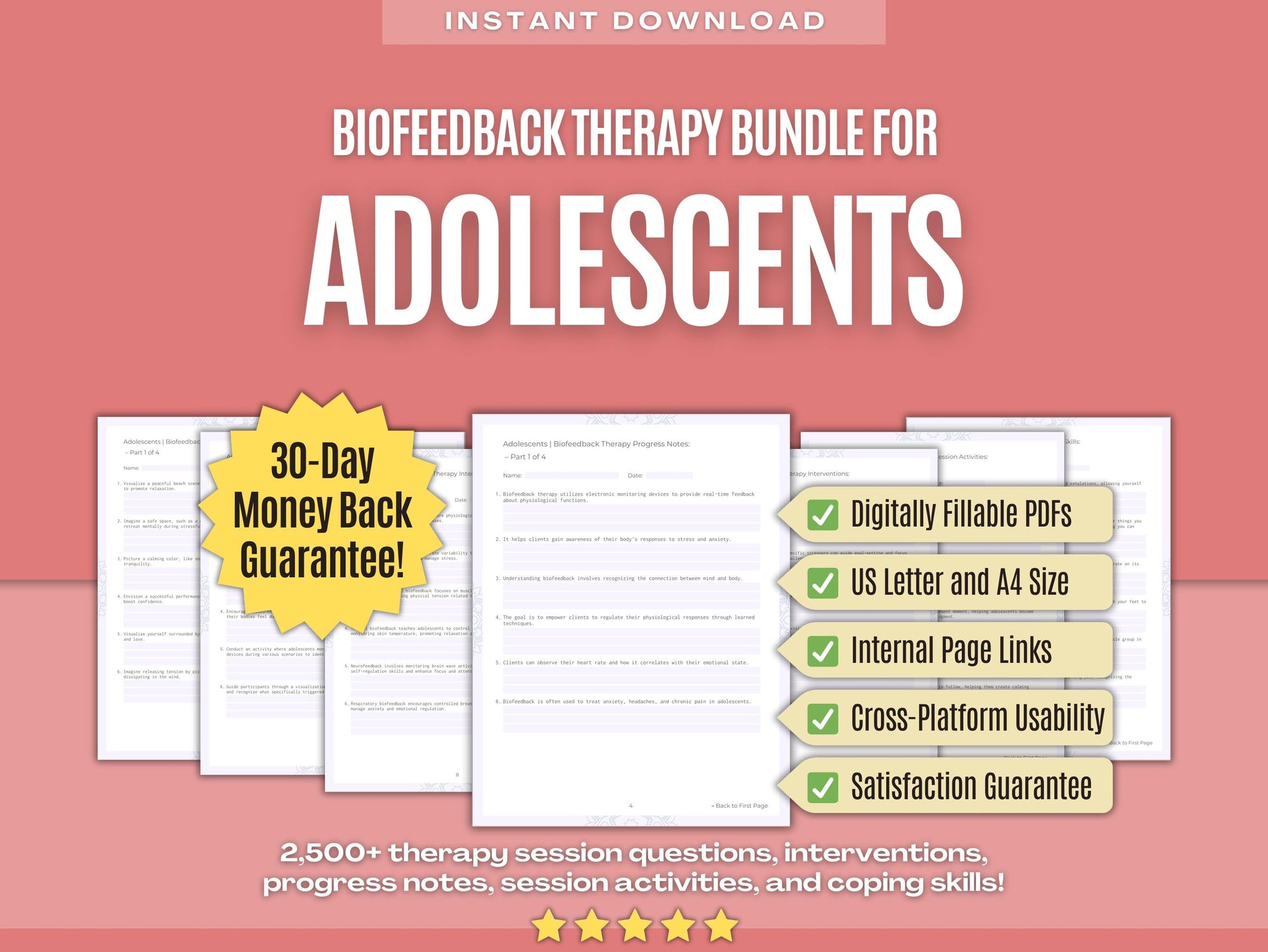 Adolescents Biofeedback Therapy Psychology Workbooks