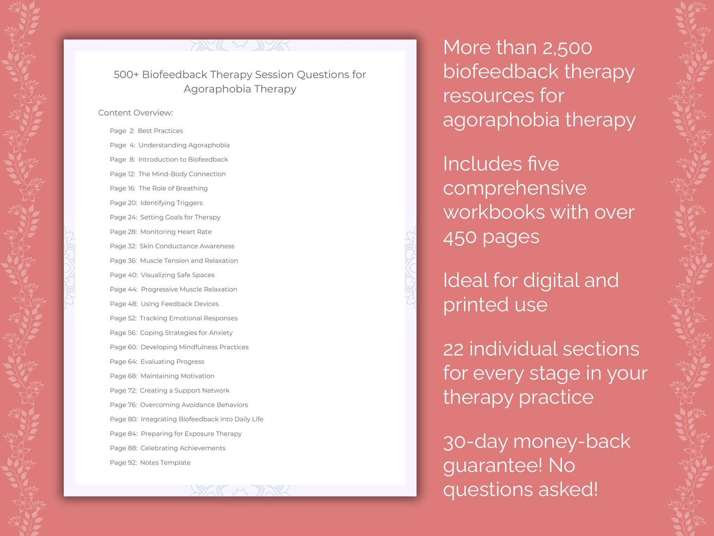 Agoraphobia Biofeedback Therapy Therapist Worksheets