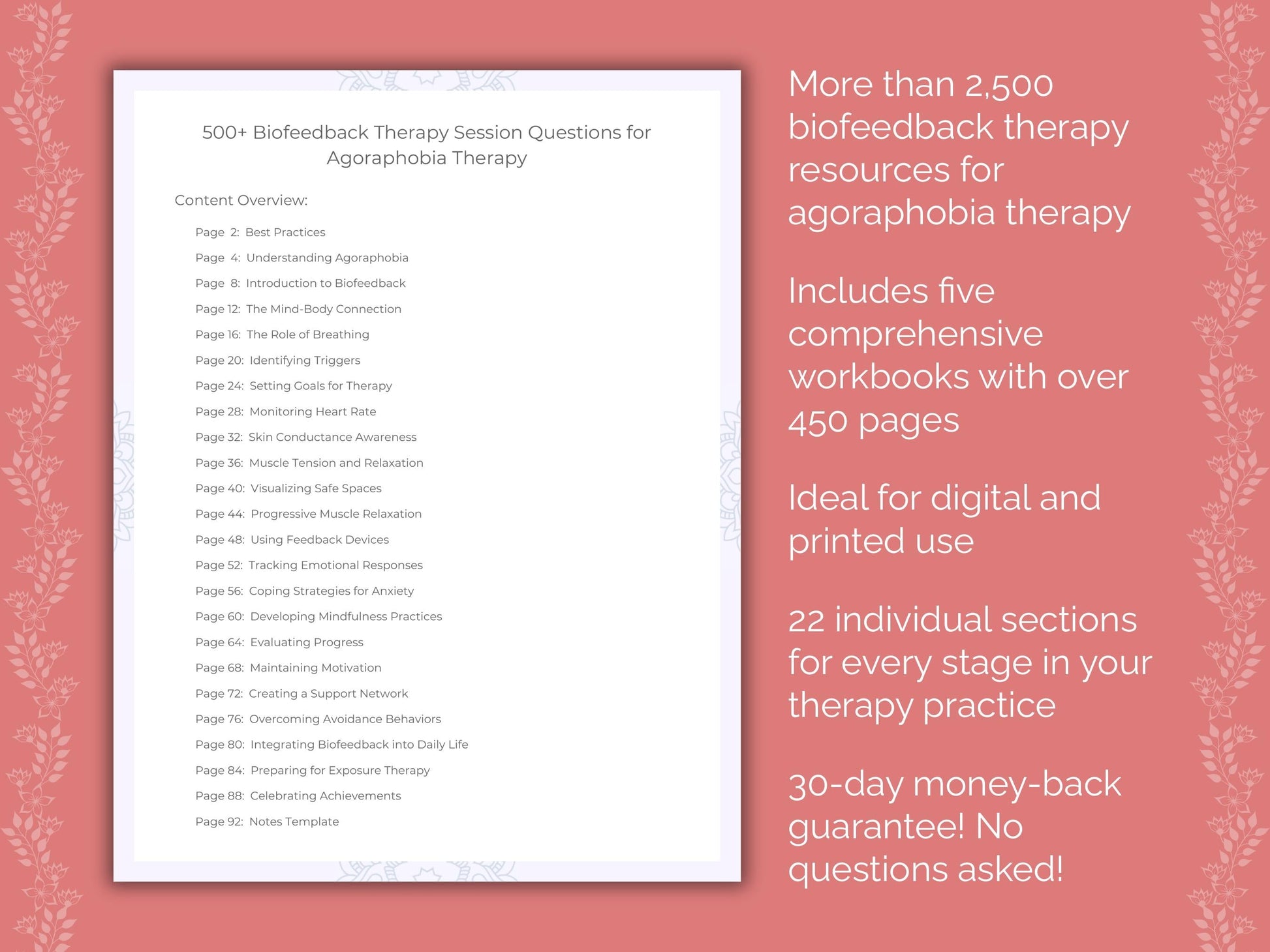 Agoraphobia Biofeedback Therapy Therapist Worksheets