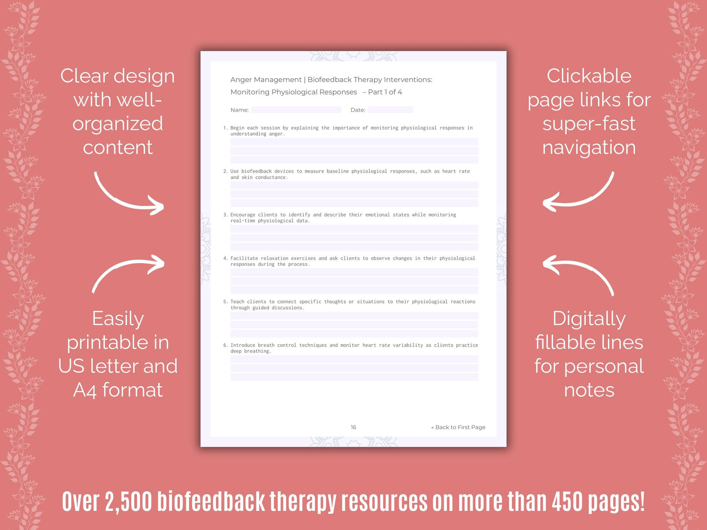 Anger Management Biofeedback Therapy Counseling Templates