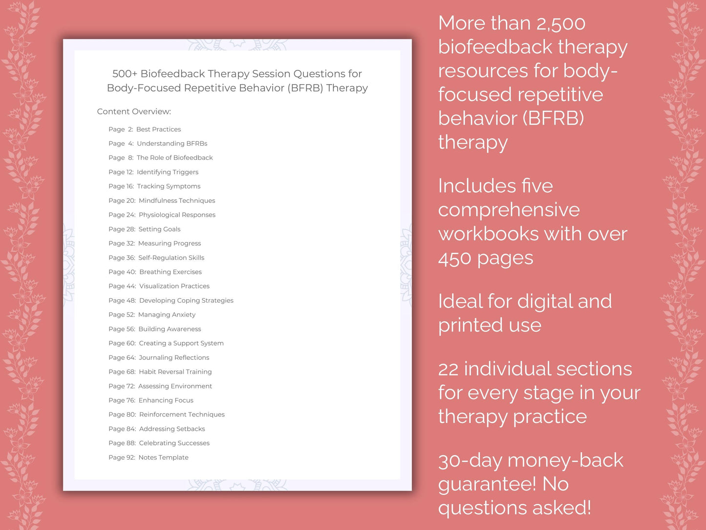 Body-Focused Repetitive Behavior (BFRB) Biofeedback Therapy Therapist Worksheets