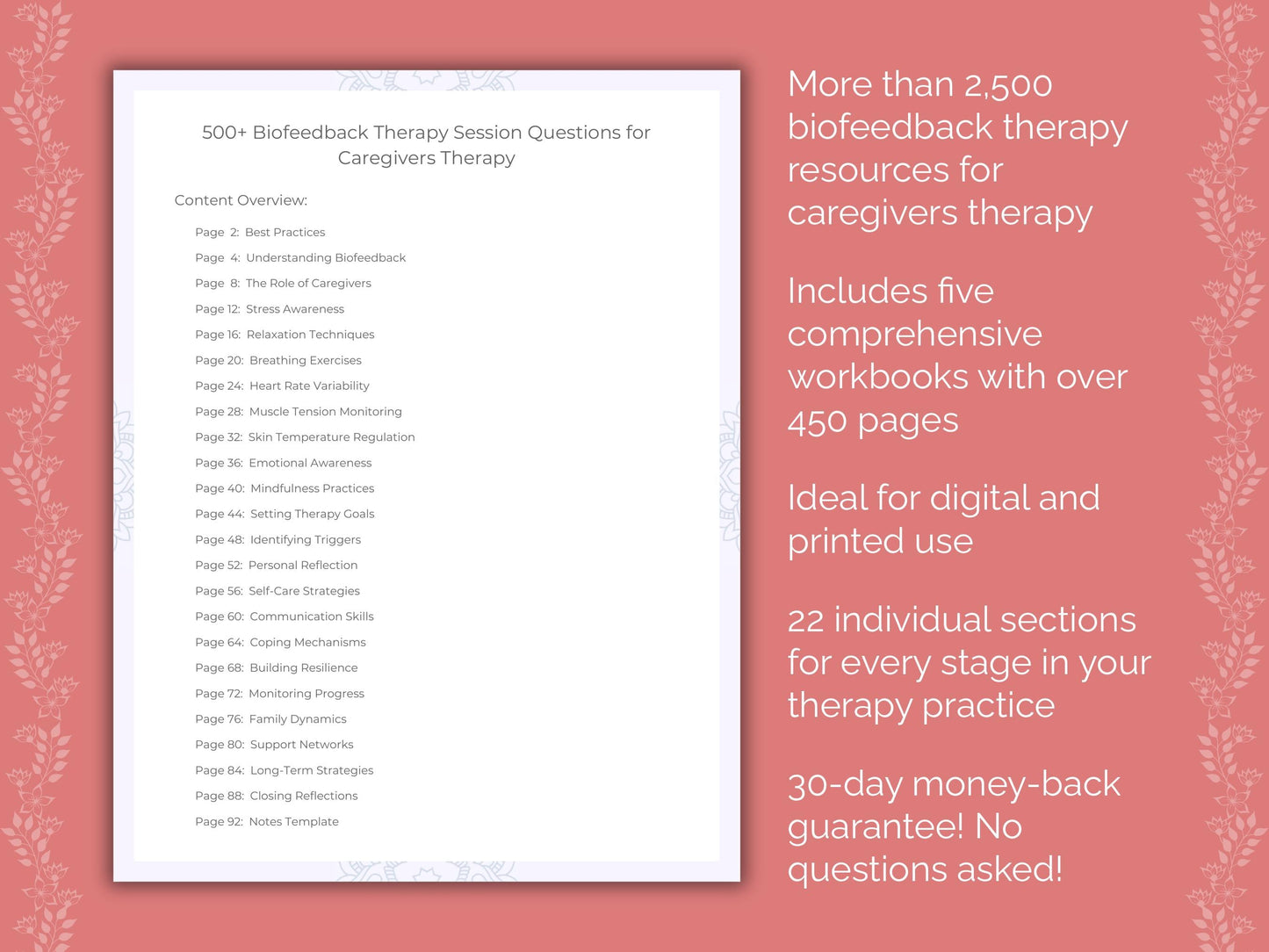 Caregivers Biofeedback Therapy Therapist Worksheets