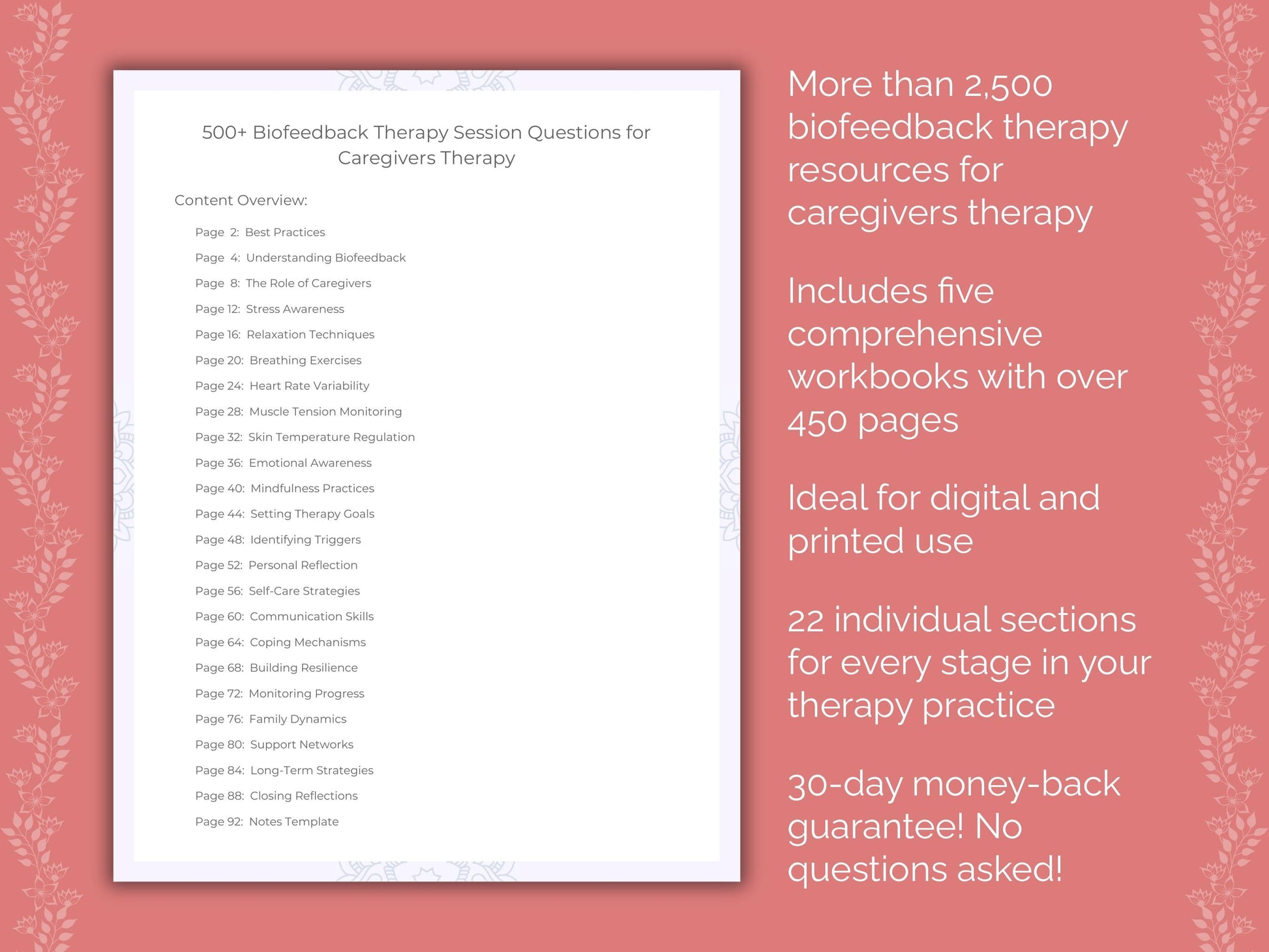 Caregivers Biofeedback Therapy Therapist Worksheets