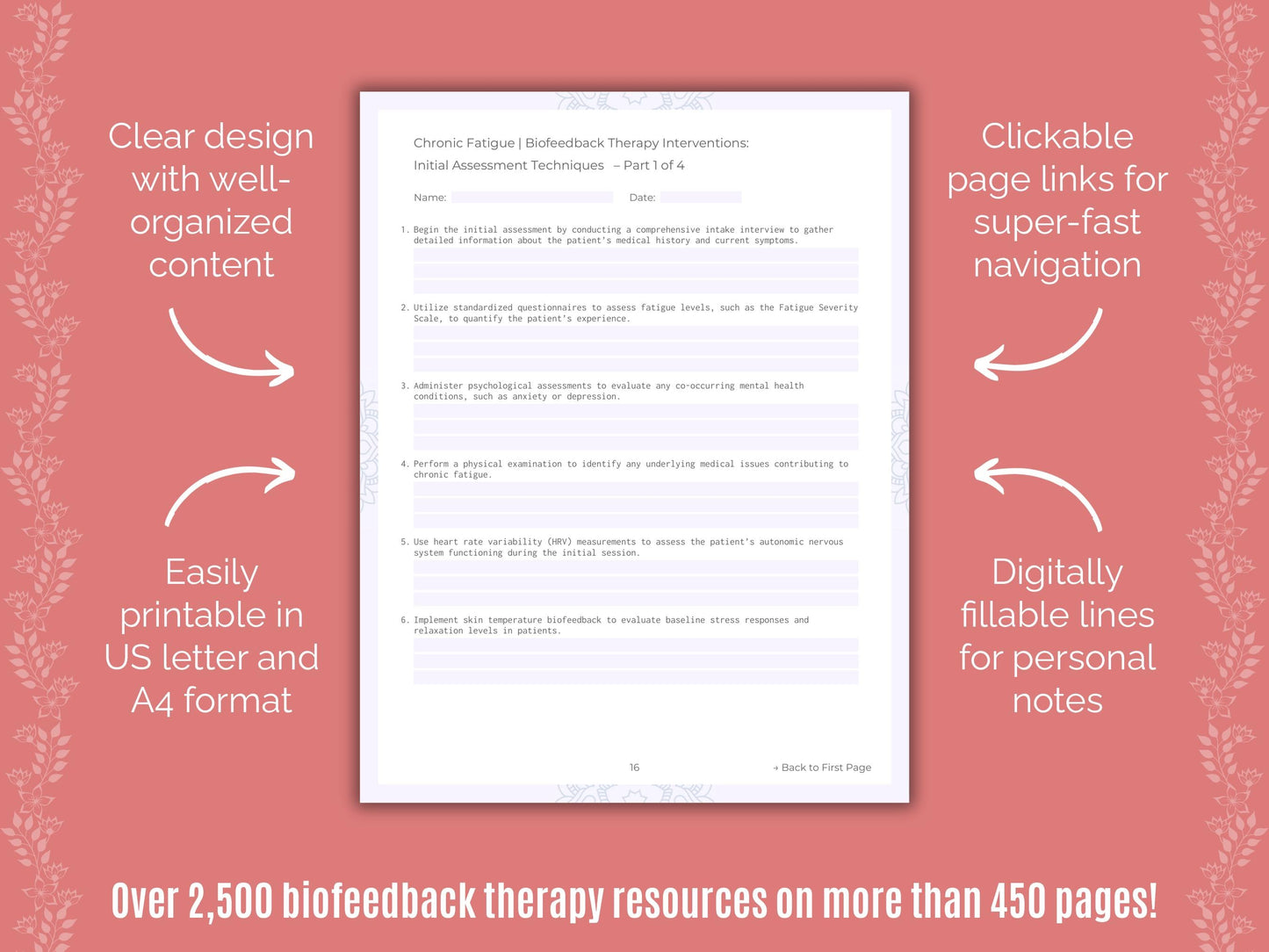 Chronic Fatigue Biofeedback Therapy Counseling Templates