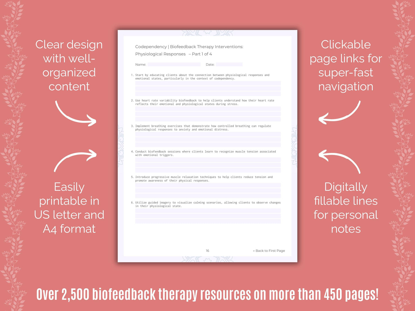 Codependency Biofeedback Therapy Counseling Templates