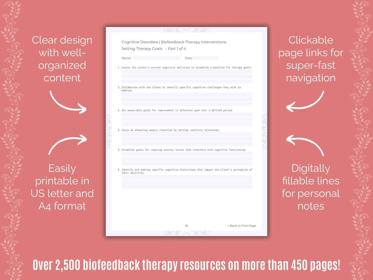 Cognitive Disorders Biofeedback Therapy Counseling Templates