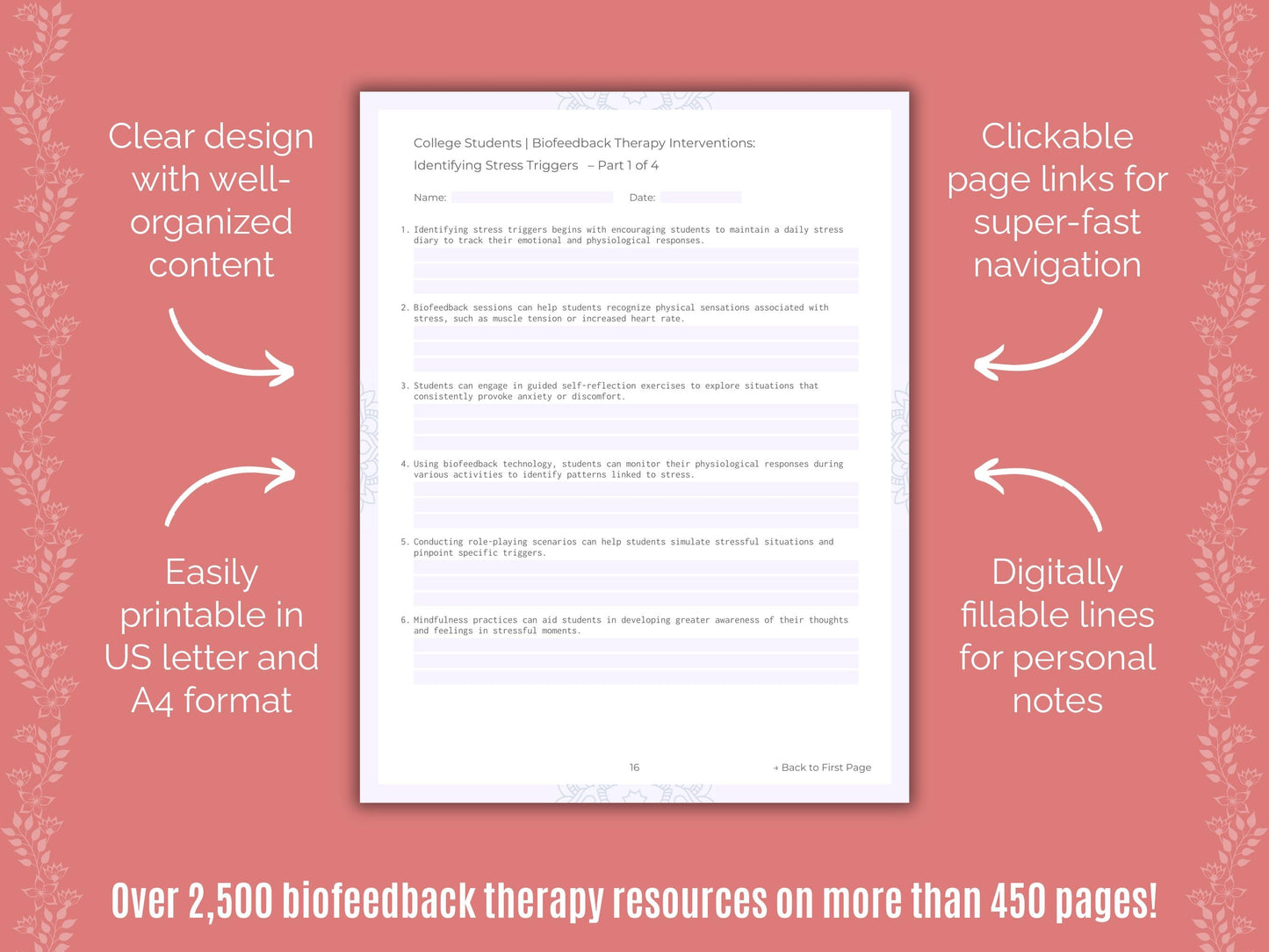 College Students Biofeedback Therapy Counseling Templates