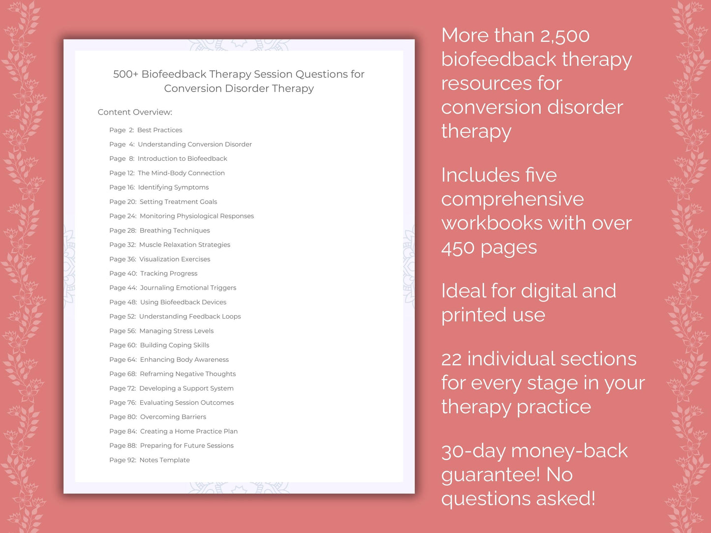 Conversion Disorder Biofeedback Therapy Therapist Worksheets