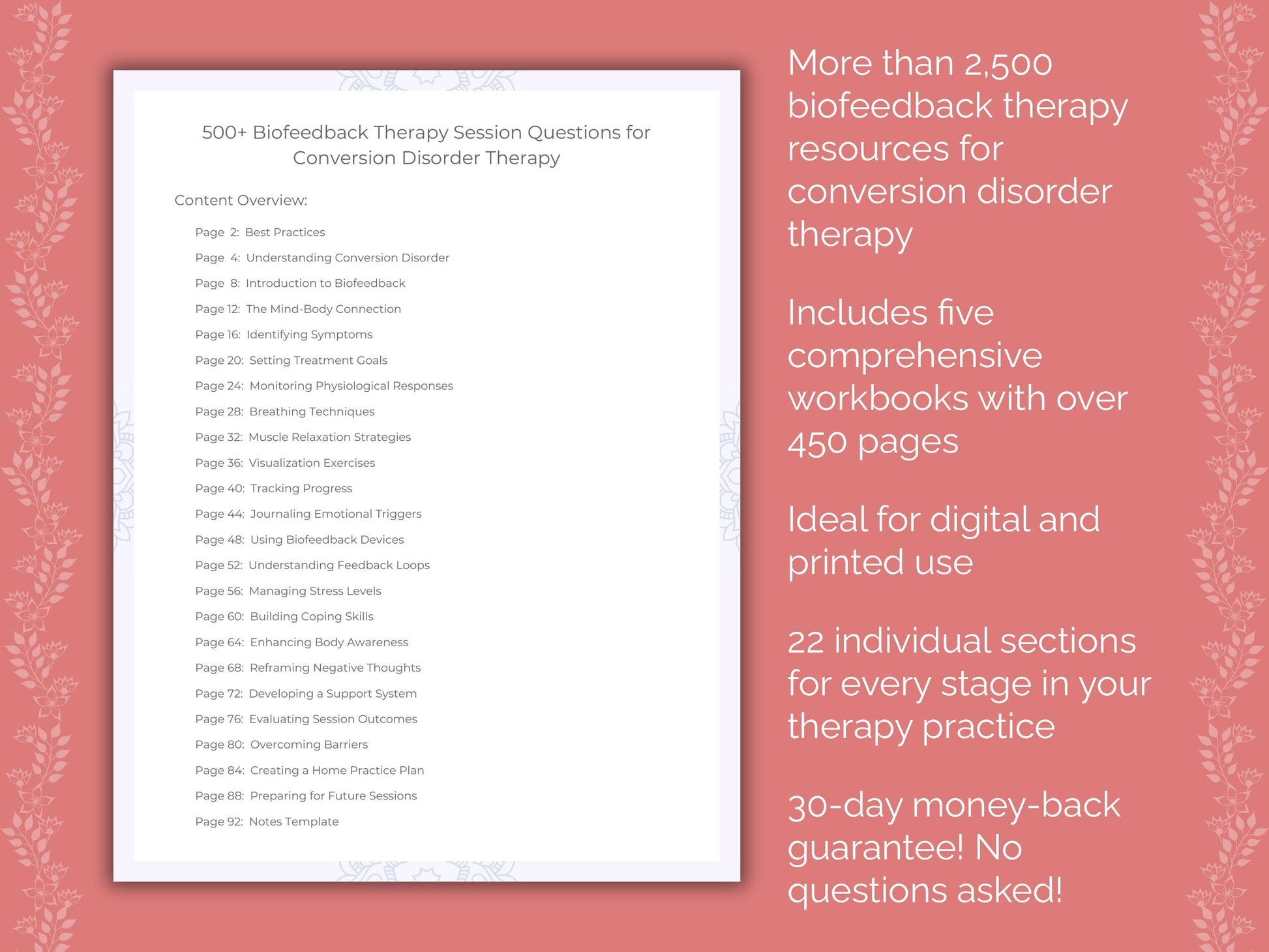 Conversion Disorder Biofeedback Therapy Therapist Worksheets