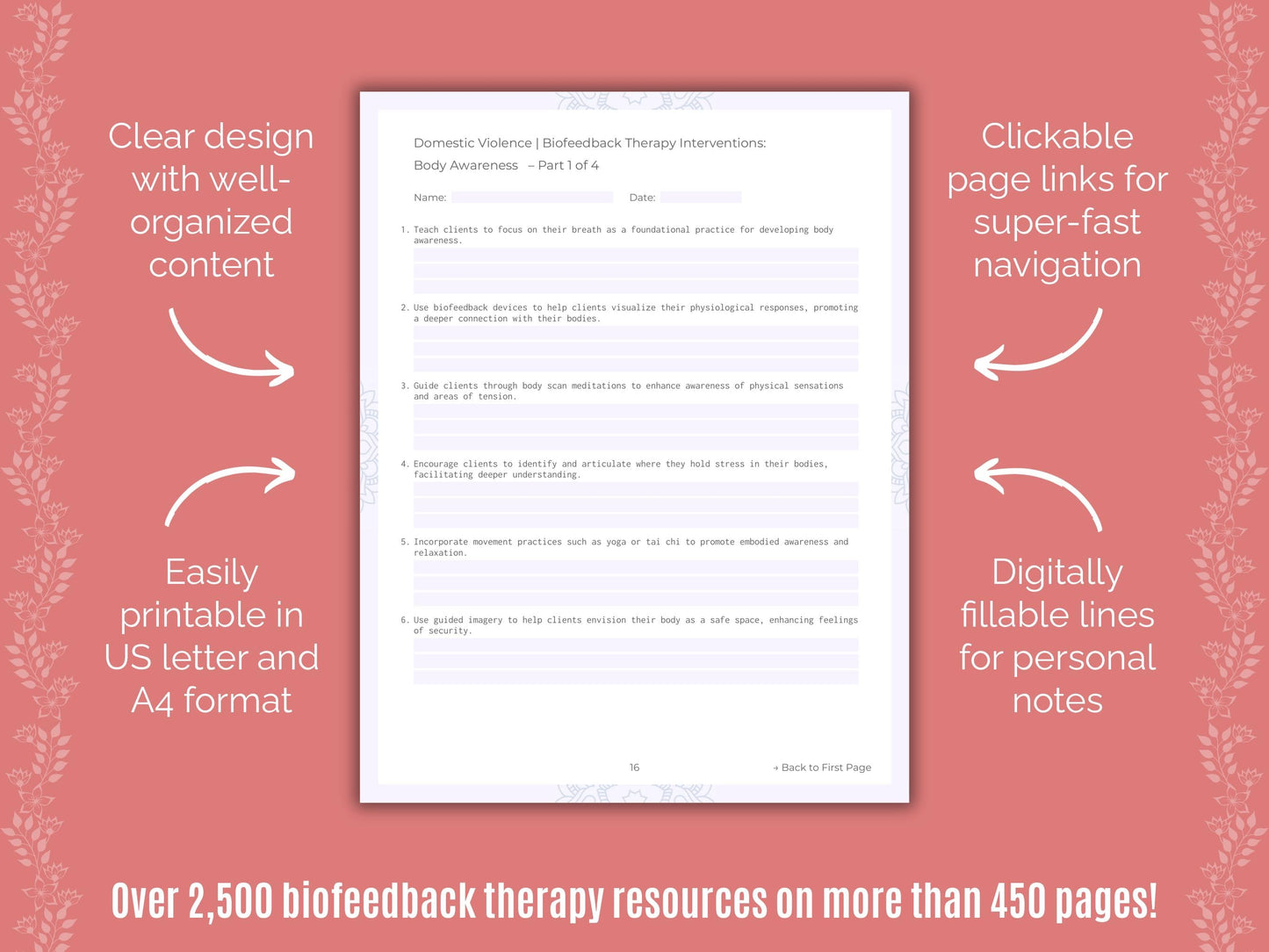 Domestic Violence Biofeedback Therapy Counseling Templates