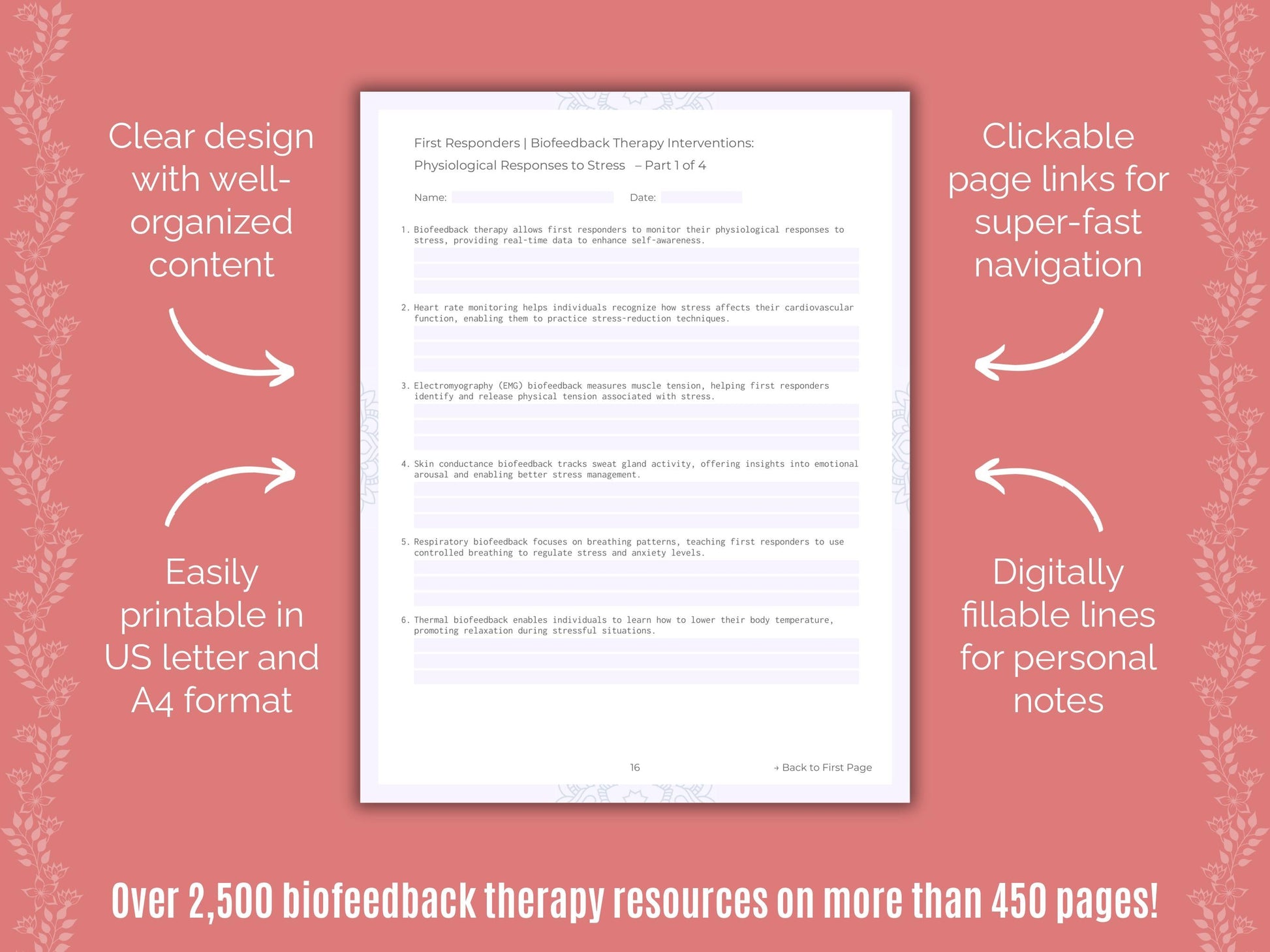 First Responders Biofeedback Therapy Counseling Templates