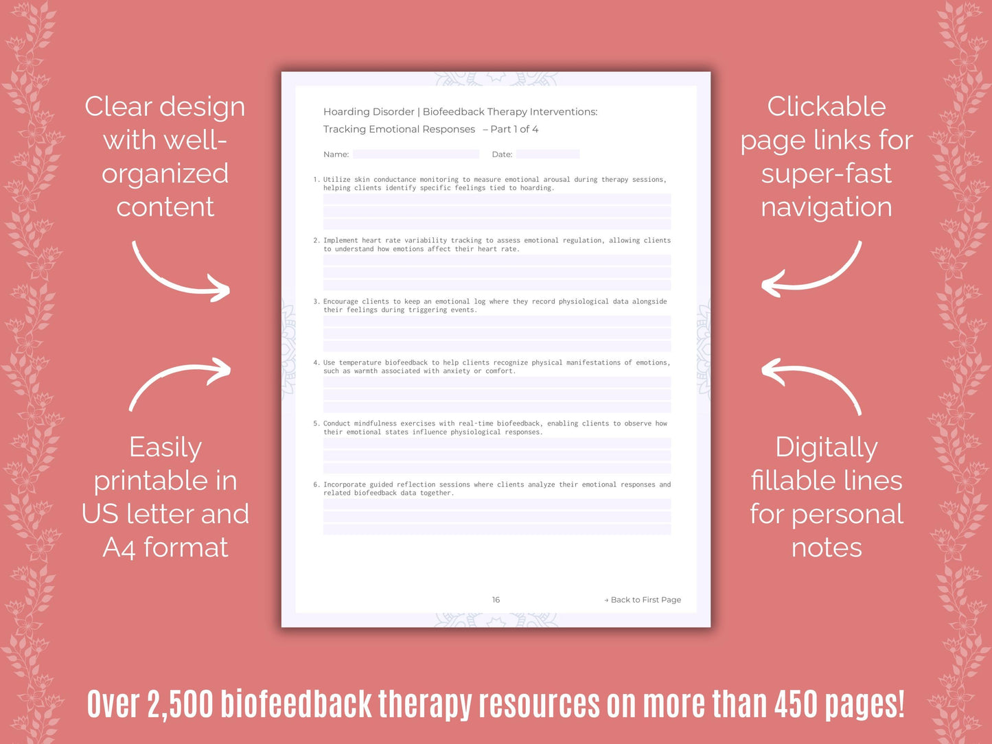 Hoarding Disorder Biofeedback Therapy Counseling Templates