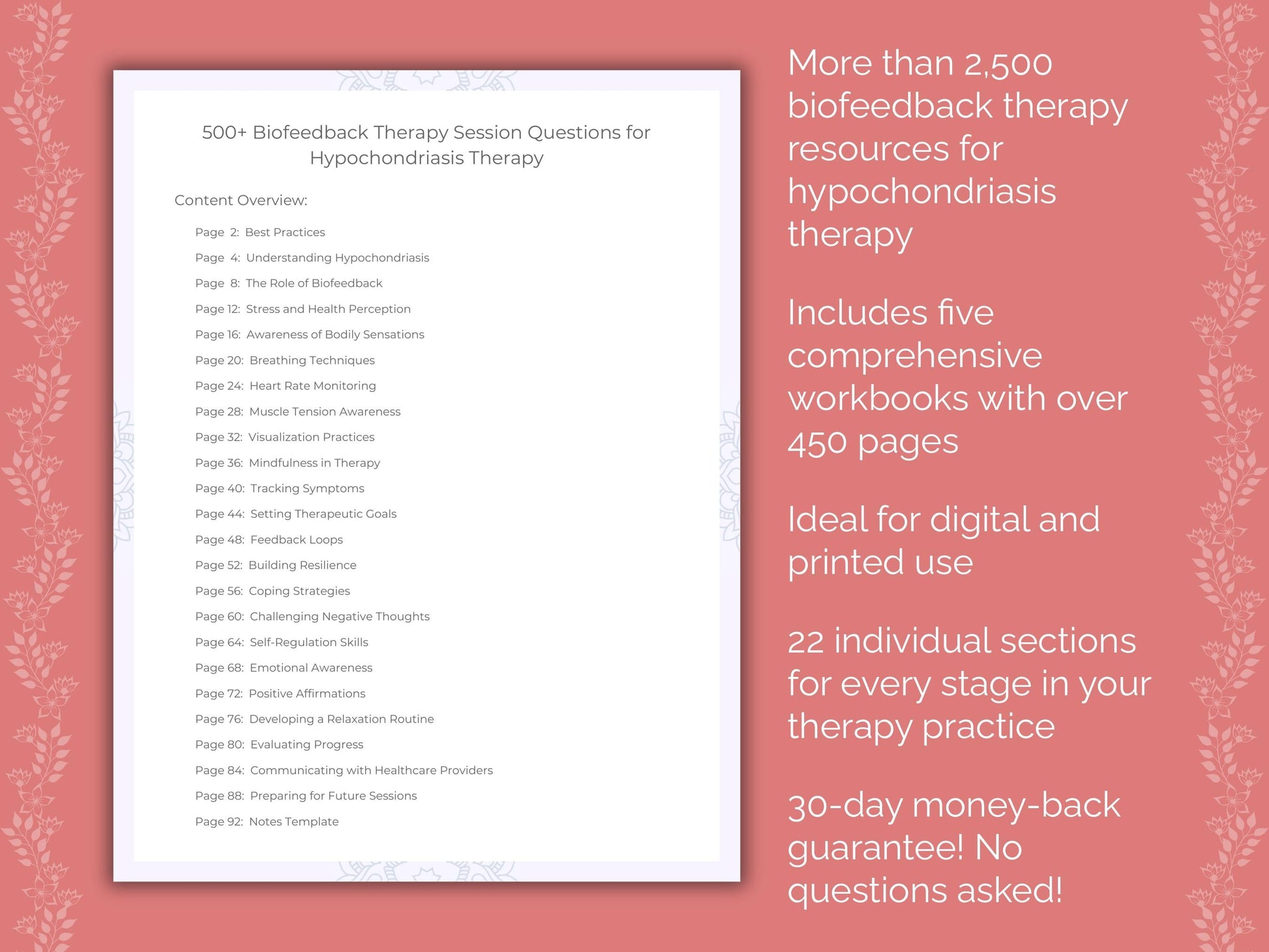 Hypochondriasis Biofeedback Therapy Therapist Worksheets