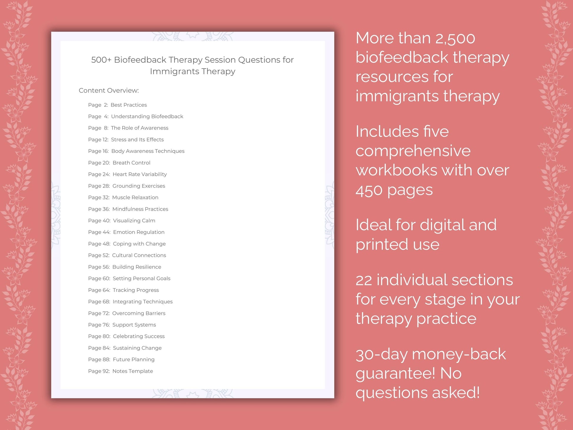 Immigrants Biofeedback Therapy Therapist Worksheets