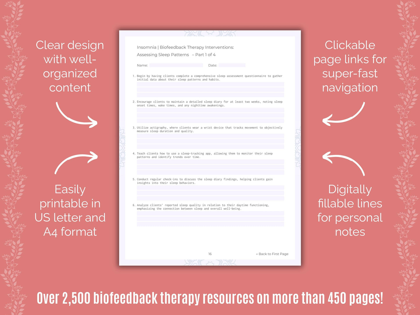 Insomnia Biofeedback Therapy Counseling Templates