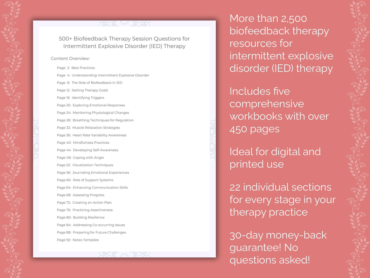 Intermittent Explosive Disorder (IED) Biofeedback Therapy Therapist Worksheets