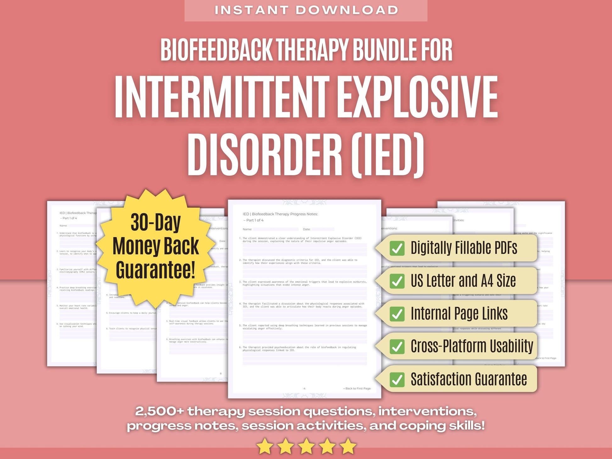 Intermittent Explosive Disorder (IED) Biofeedback Therapy Psychology Workbooks