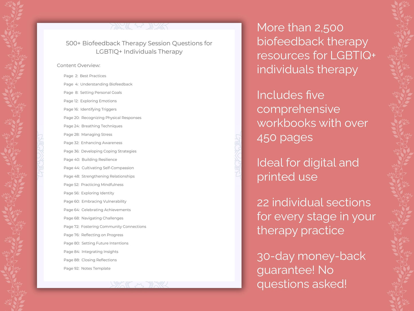 LGBTIQ+ Individuals Biofeedback Therapy Therapist Worksheets