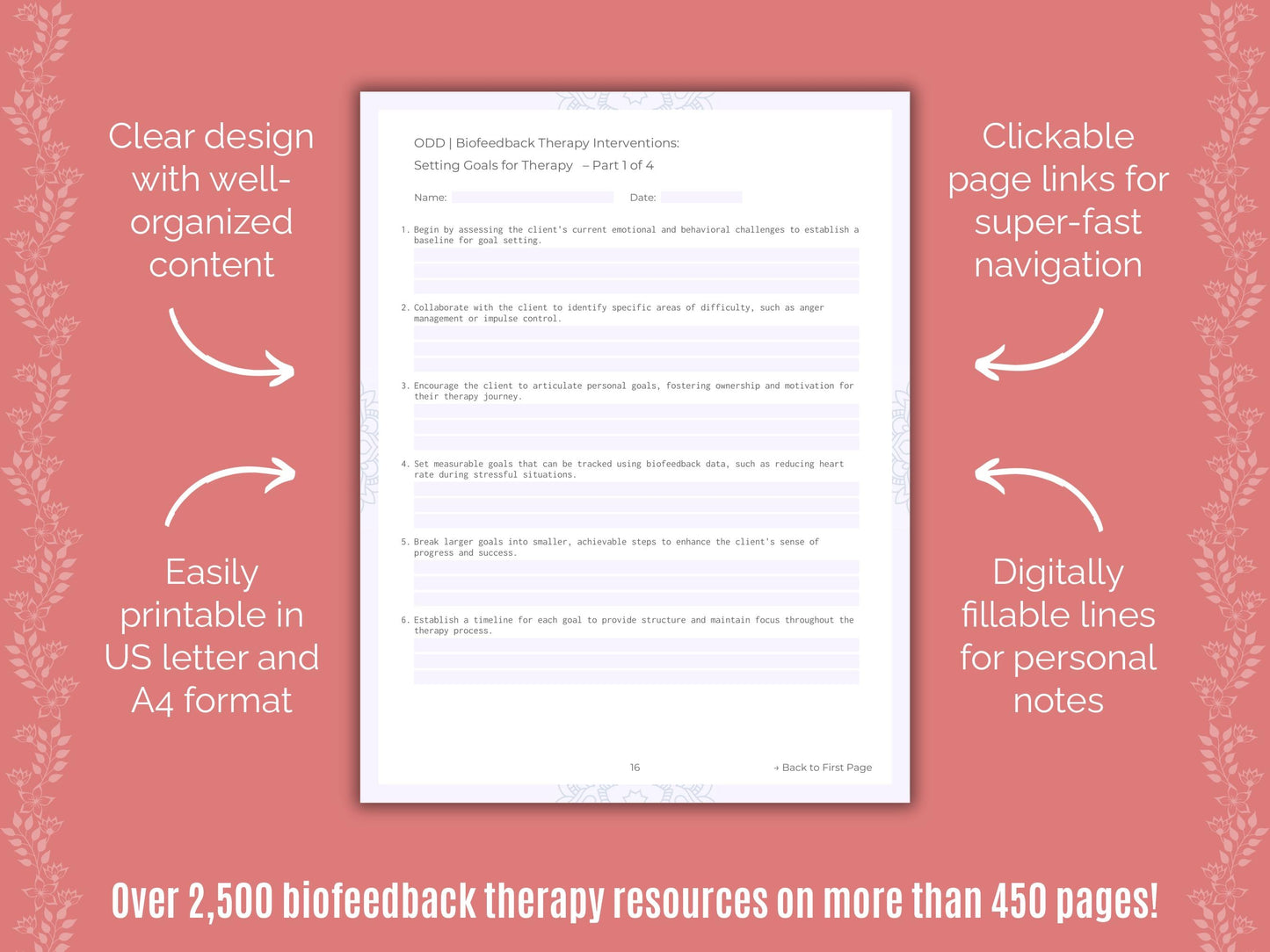 Oppositional Defiant Disorder (ODD) Biofeedback Therapy Counseling Templates