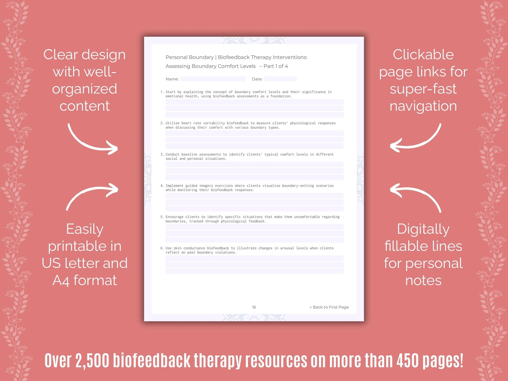 Personal Boundary Biofeedback Therapy Counseling Templates