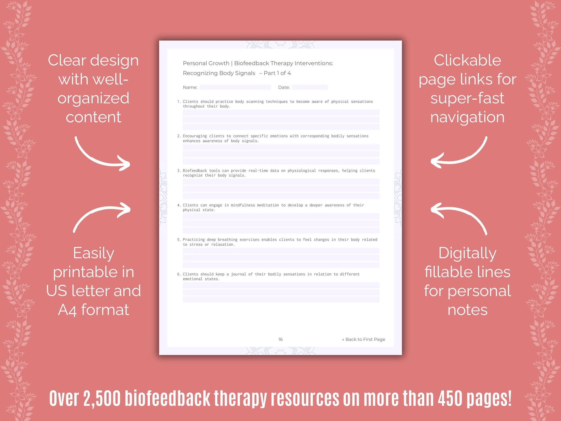 Personal Growth Biofeedback Therapy Counseling Templates