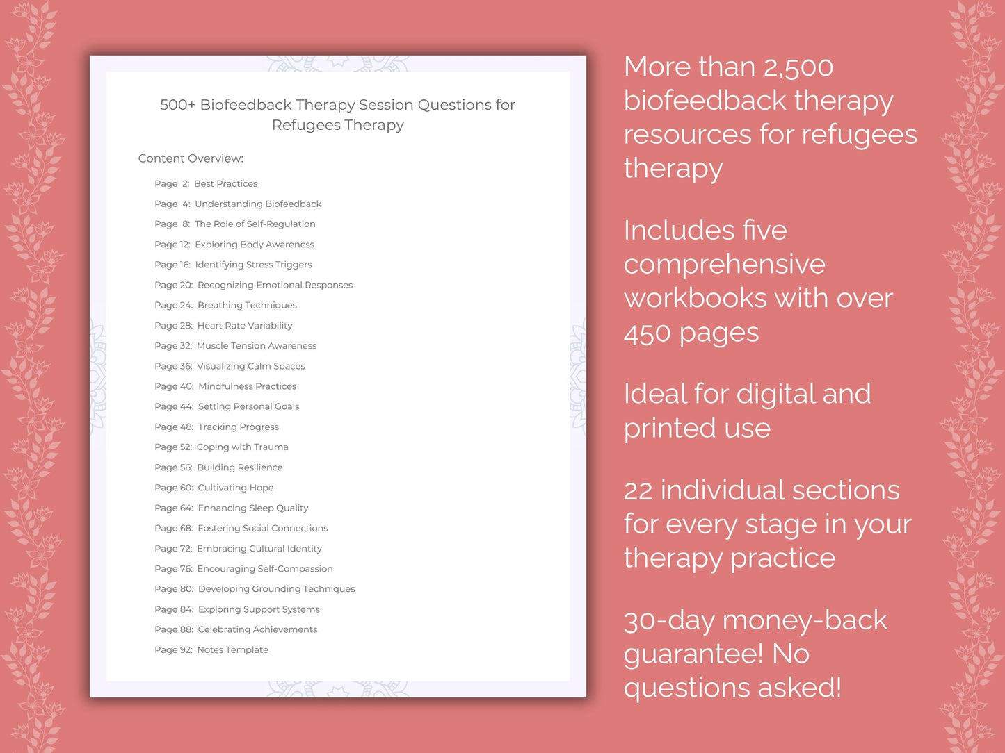 Refugees Biofeedback Therapy Therapist Worksheets