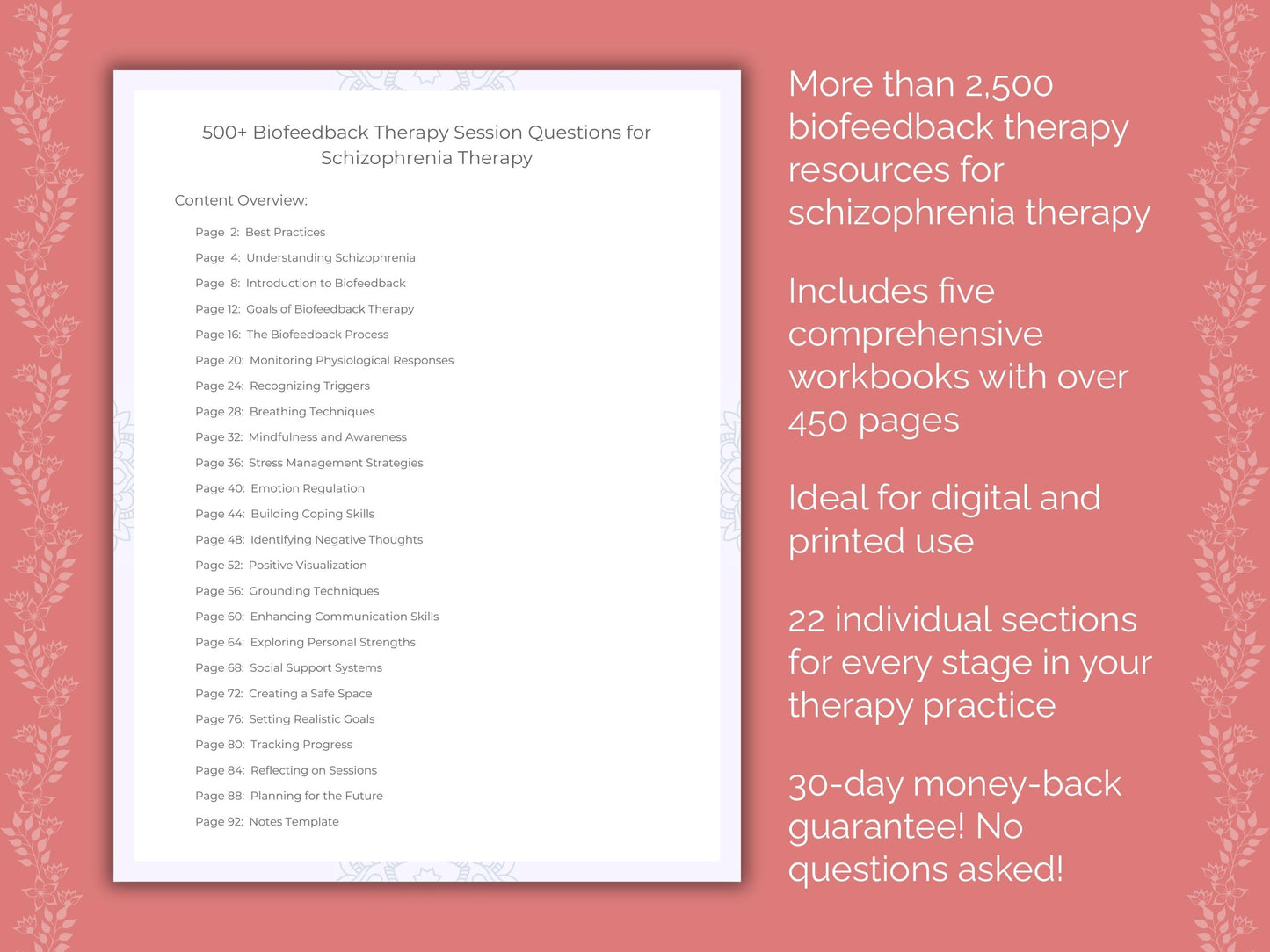 Schizophrenia Biofeedback Therapy Therapist Worksheets