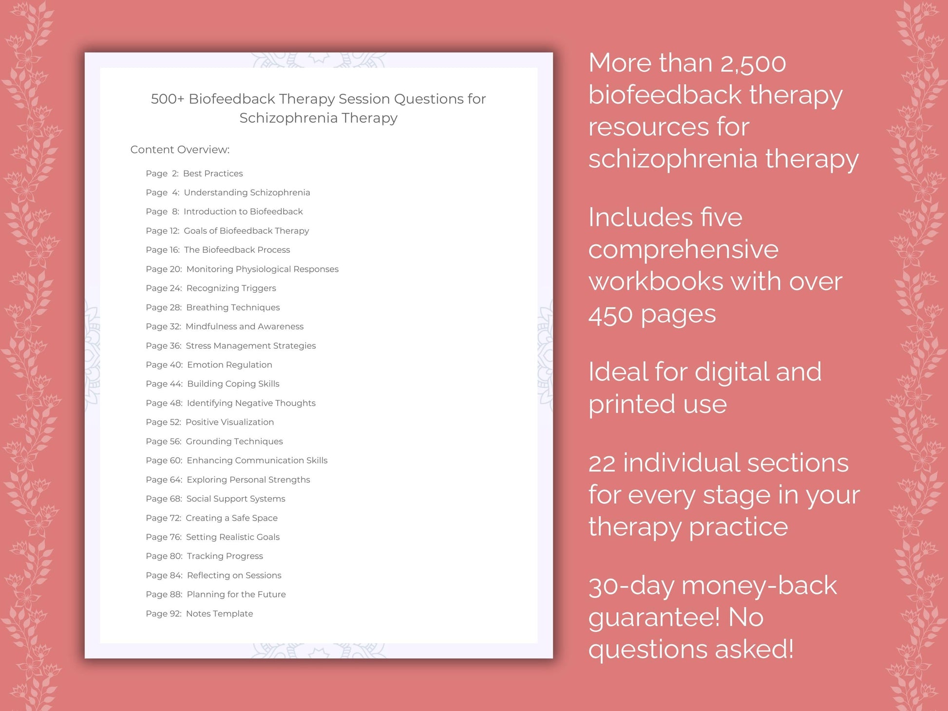 Schizophrenia Biofeedback Therapy Therapist Worksheets