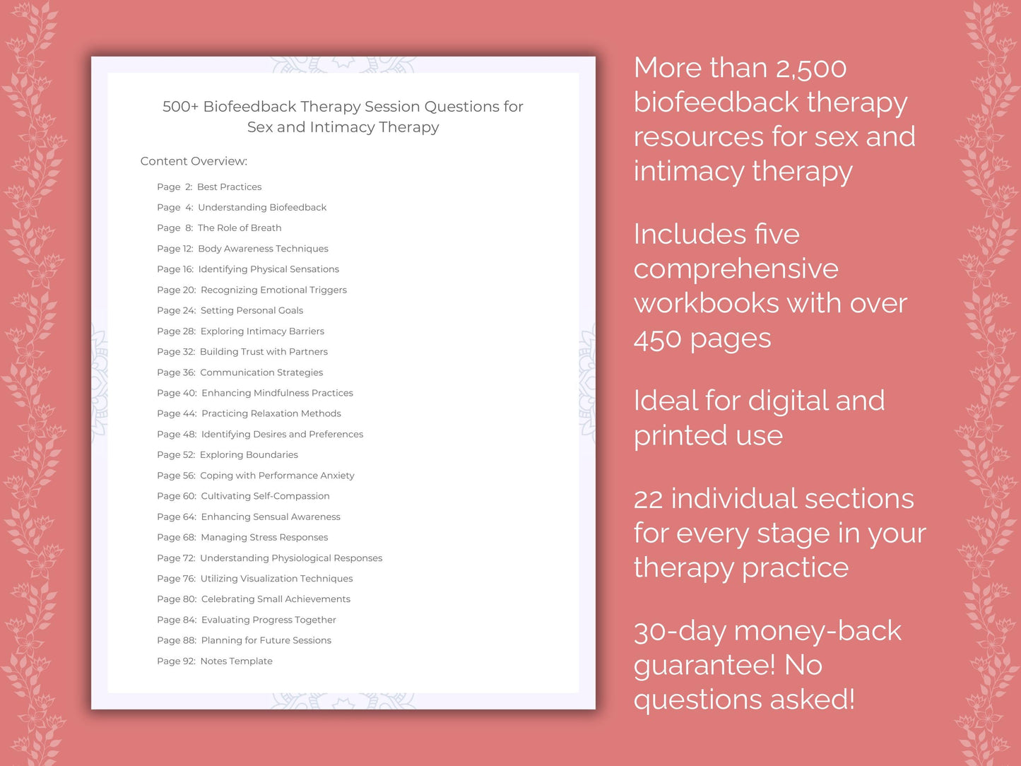 Sex and Intimacy Biofeedback Therapy Therapist Worksheets