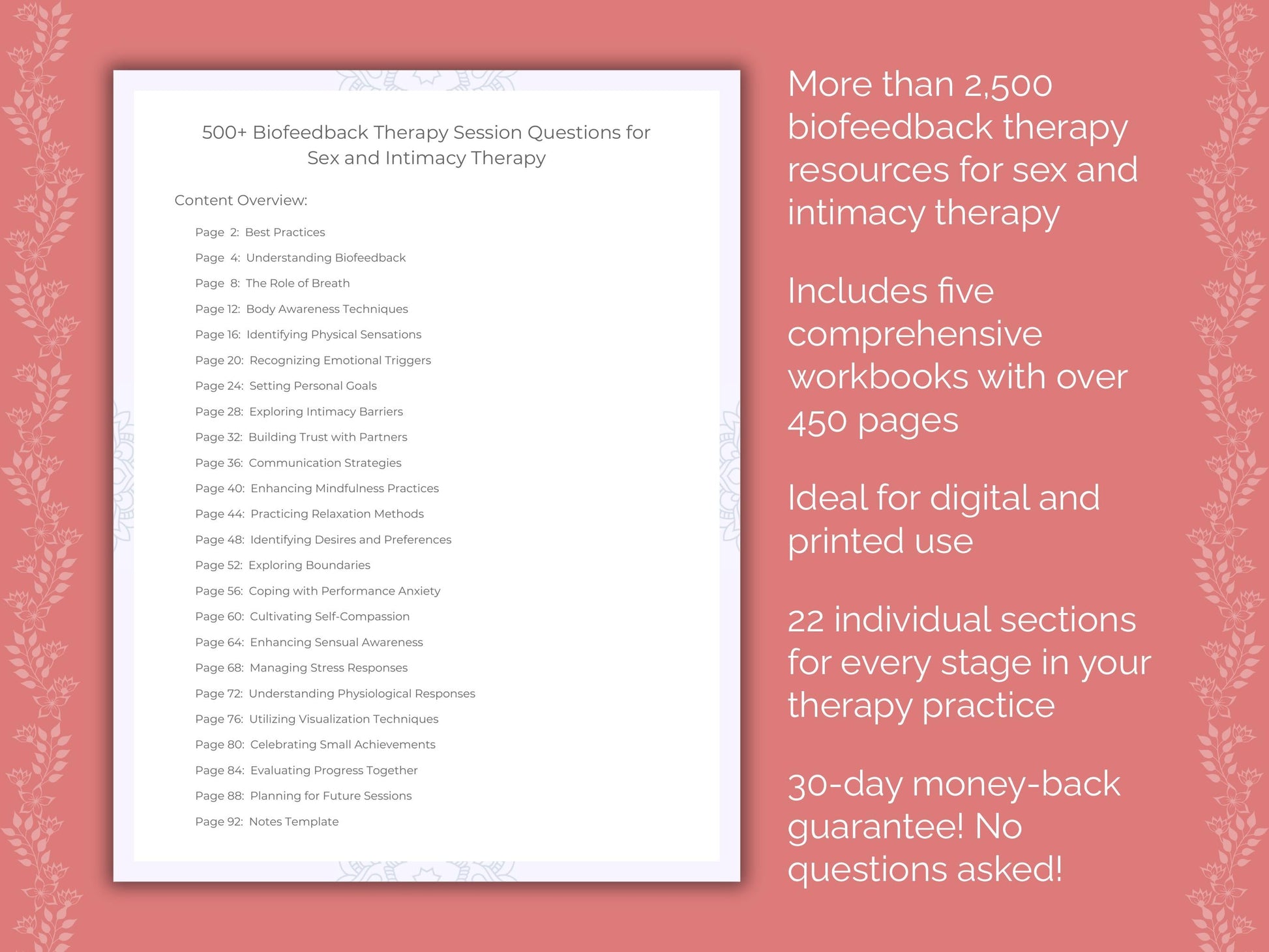 Sex and Intimacy Biofeedback Therapy Therapist Worksheets