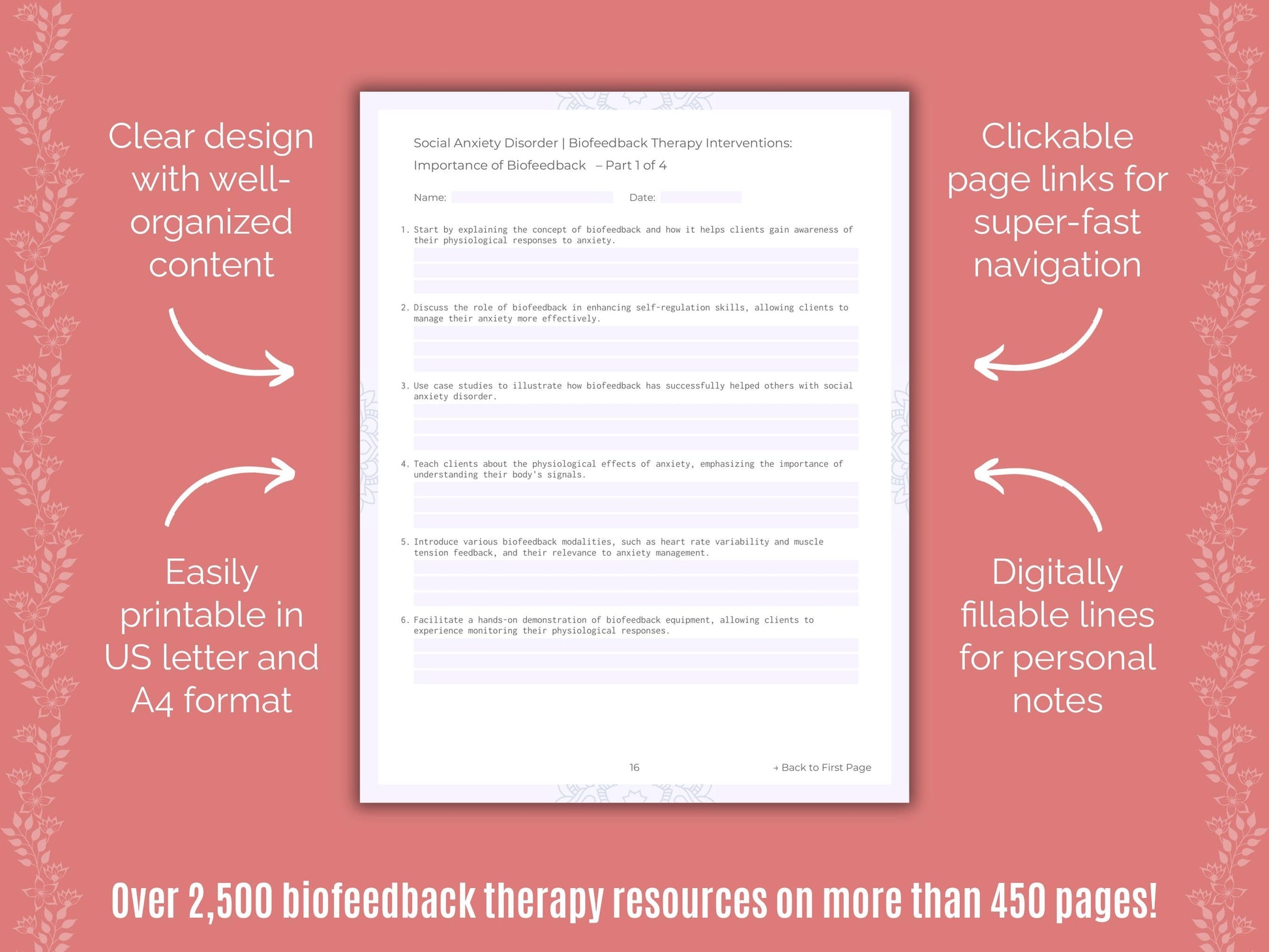 Social Anxiety Disorder Biofeedback Therapy Counseling Templates