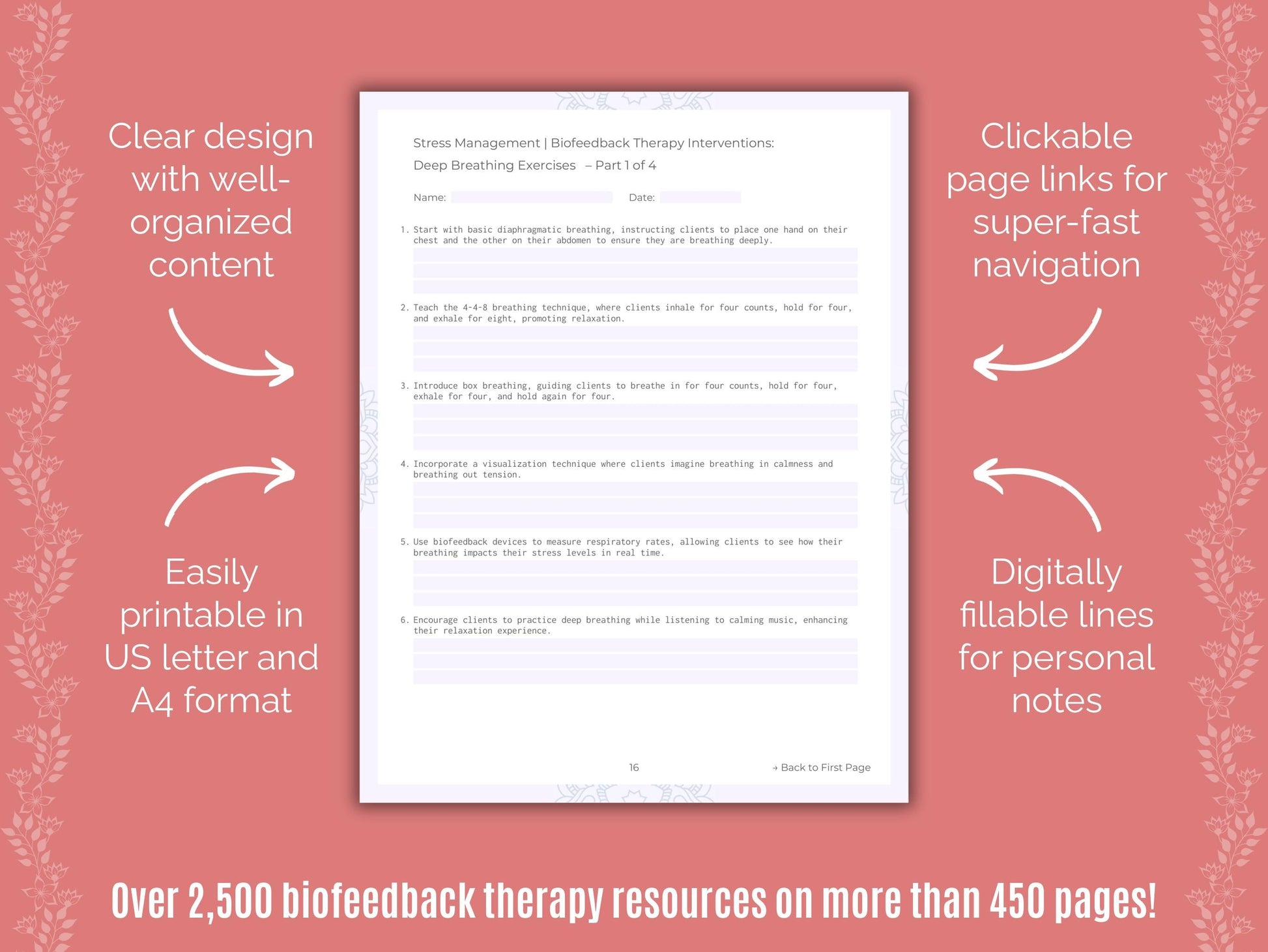 Stress Management Biofeedback Therapy Counseling Templates