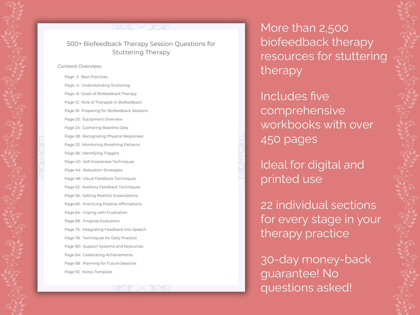 Stuttering Biofeedback Therapy Therapist Worksheets
