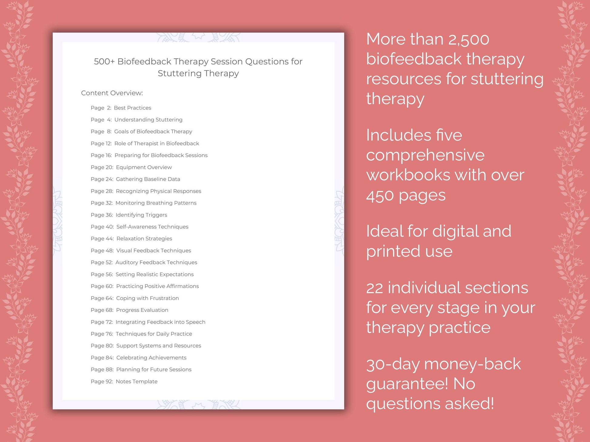 Stuttering Biofeedback Therapy Therapist Worksheets