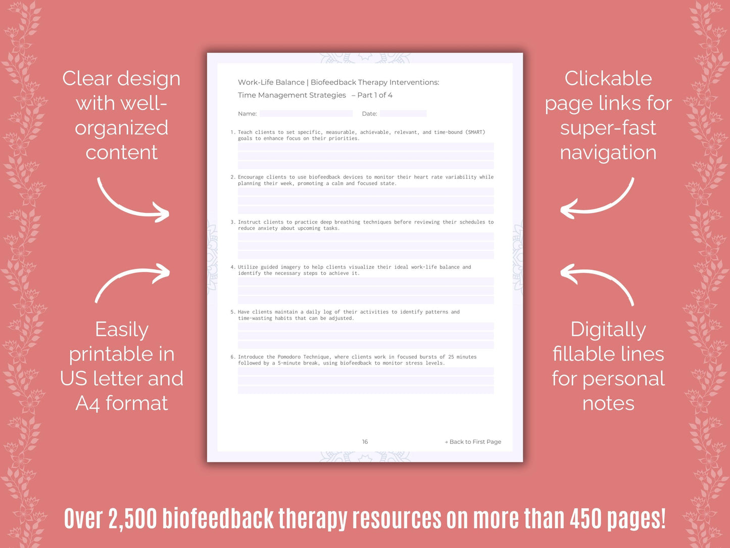 Work-Life Balance Biofeedback Therapy Counseling Templates