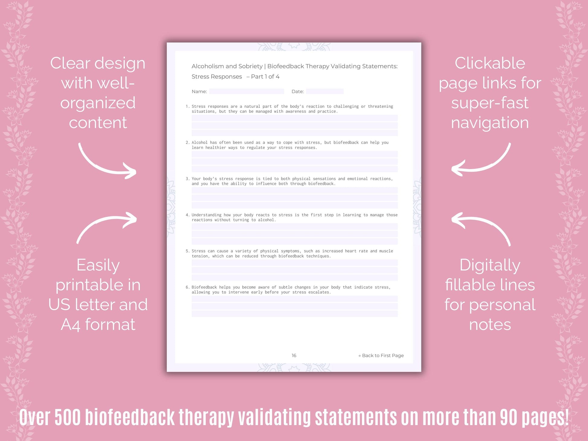 Alcoholism and Sobriety Biofeedback Therapy Counseling Templates