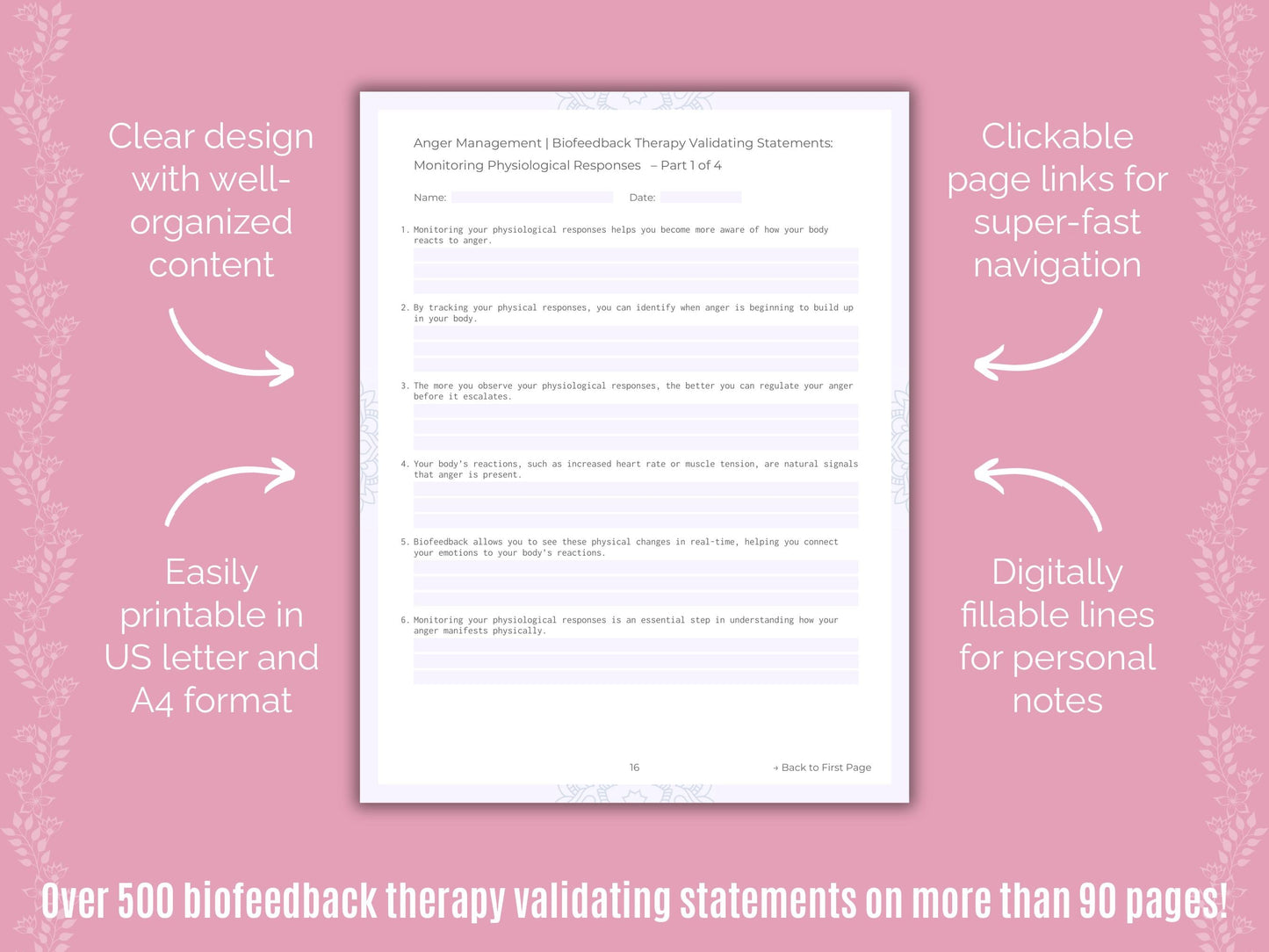 Anger Management Biofeedback Therapy Counseling Templates