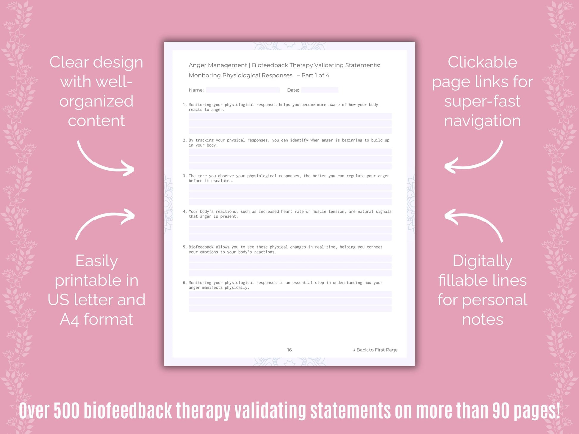 Anger Management Biofeedback Therapy Counseling Templates