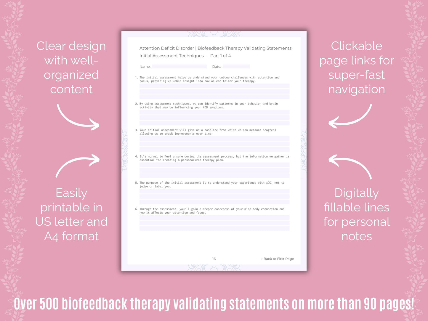 Attention Deficit Disorder (ADD) Biofeedback Therapy Counseling Templates