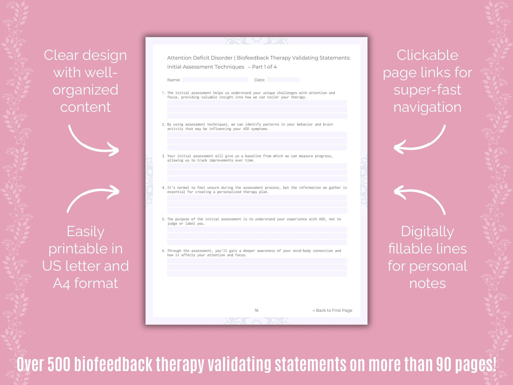 Attention Deficit Disorder (ADD) Biofeedback Therapy Counseling Templates