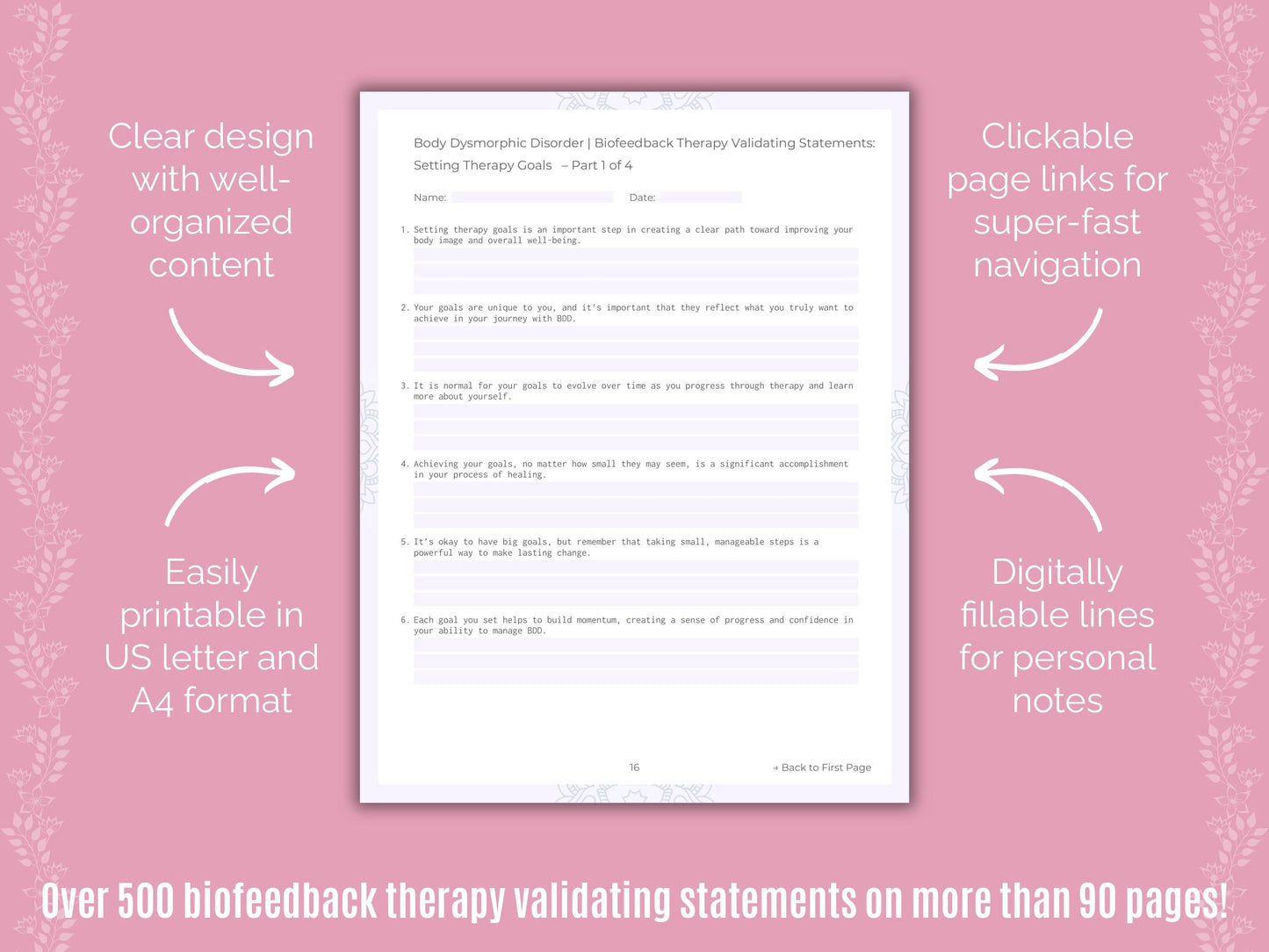 Body Dysmorphic Disorder (BDD) Biofeedback Therapy Counseling Templates