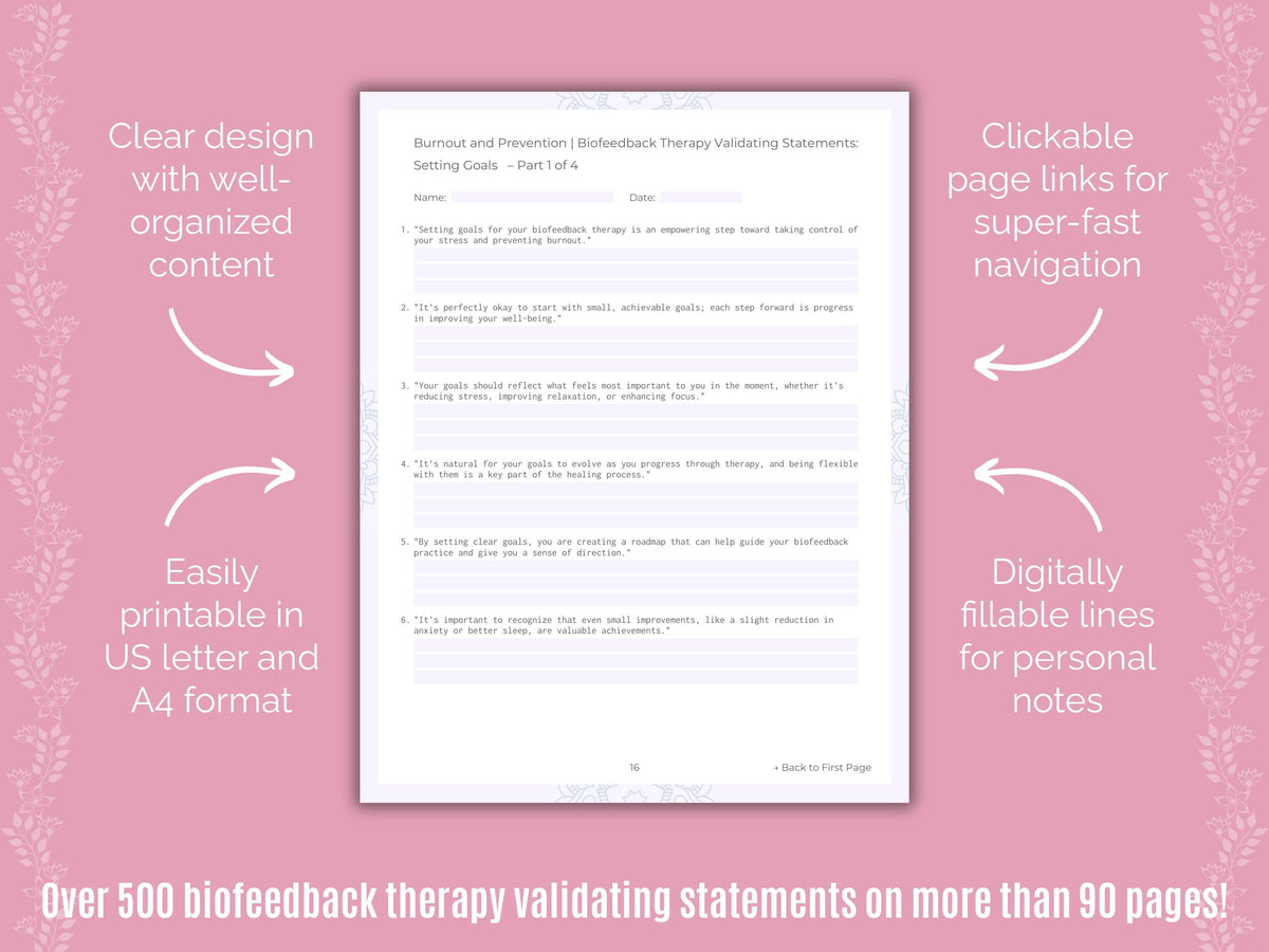 Burnout and Prevention Biofeedback Therapy Counseling Templates