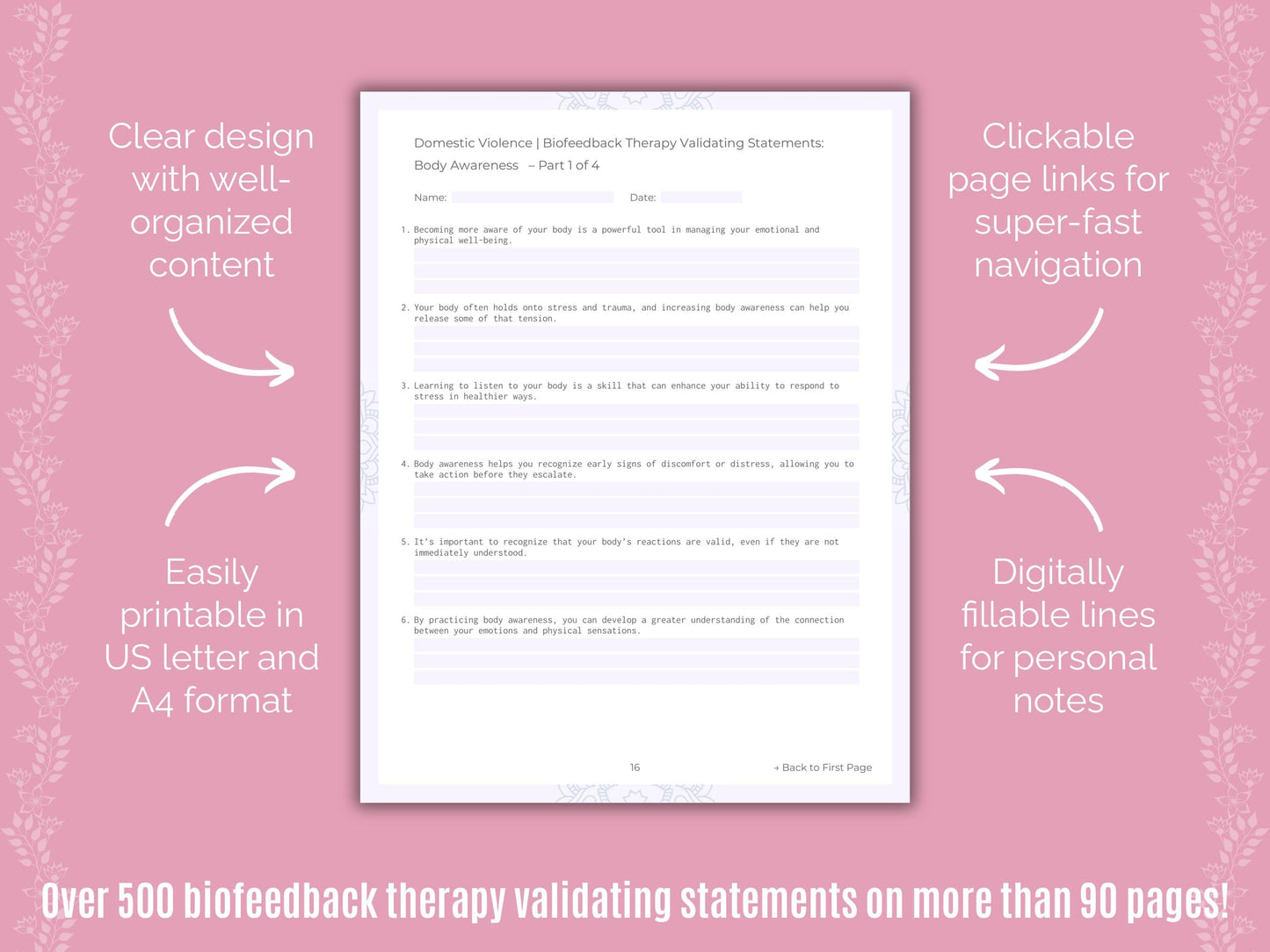 Domestic Violence Biofeedback Therapy Counseling Templates
