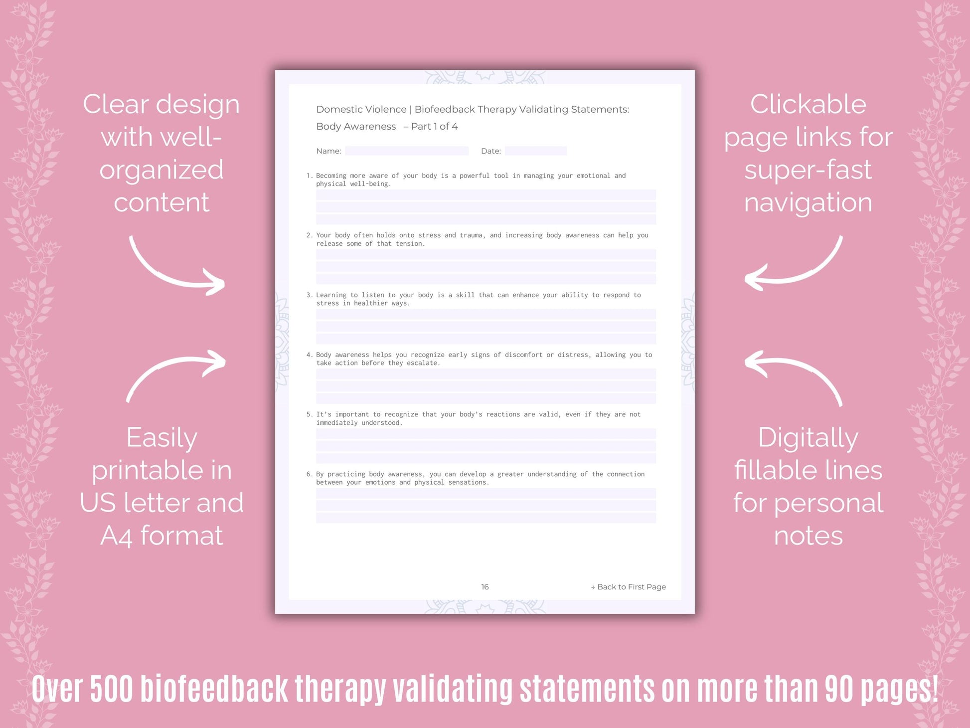 Domestic Violence Biofeedback Therapy Counseling Templates