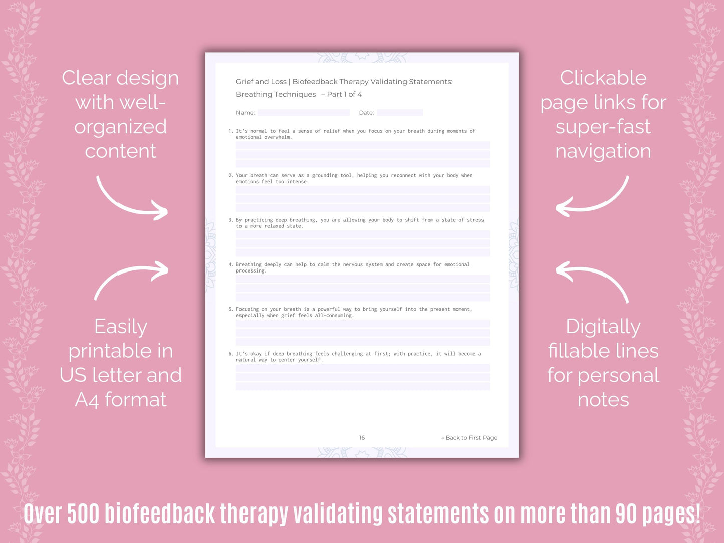 Grief and Loss Biofeedback Therapy Counseling Templates