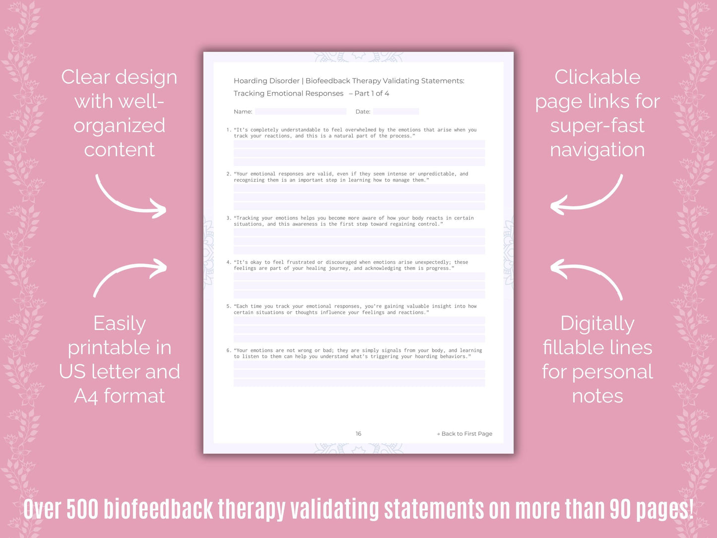 Hoarding Disorder Biofeedback Therapy Counseling Templates